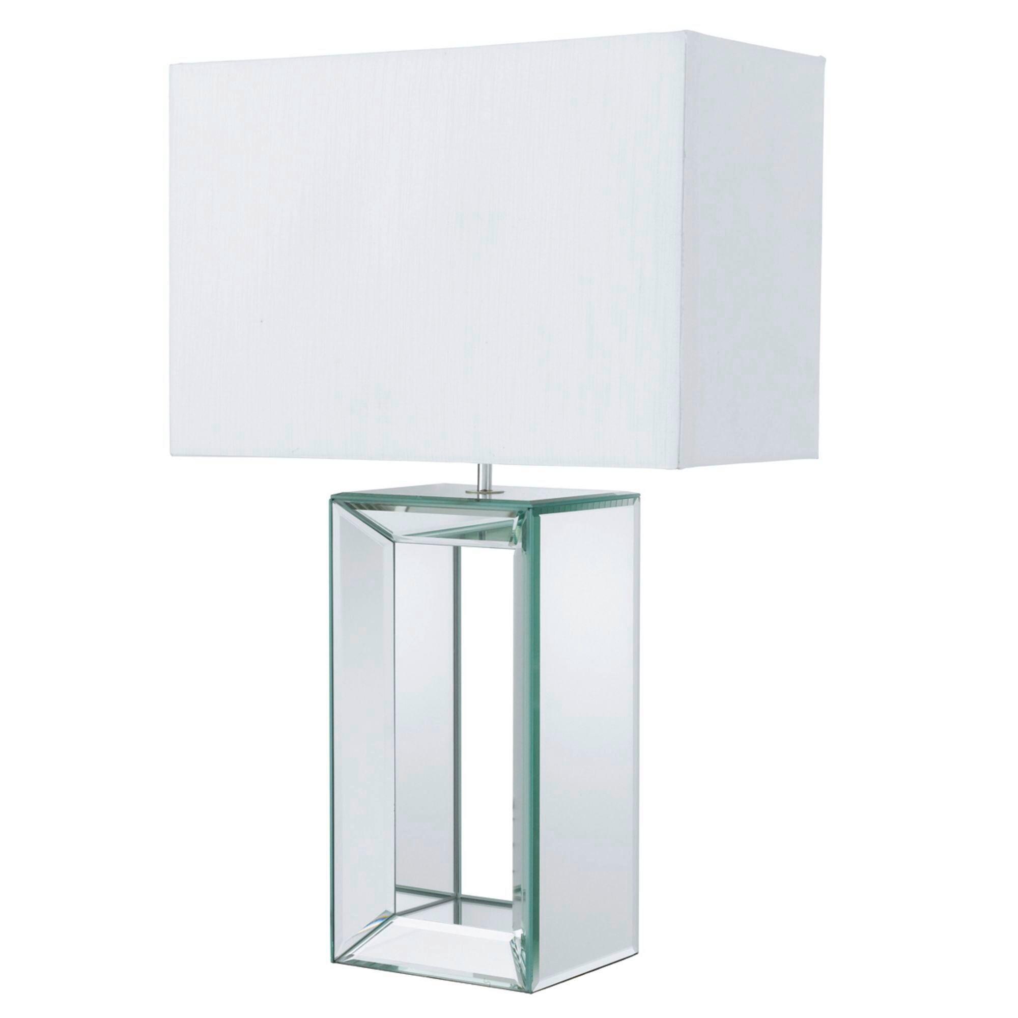 Asztali Lámpa Eu1610 Mirror - fehér, Design, műanyag/üveg (38/25/58cm)