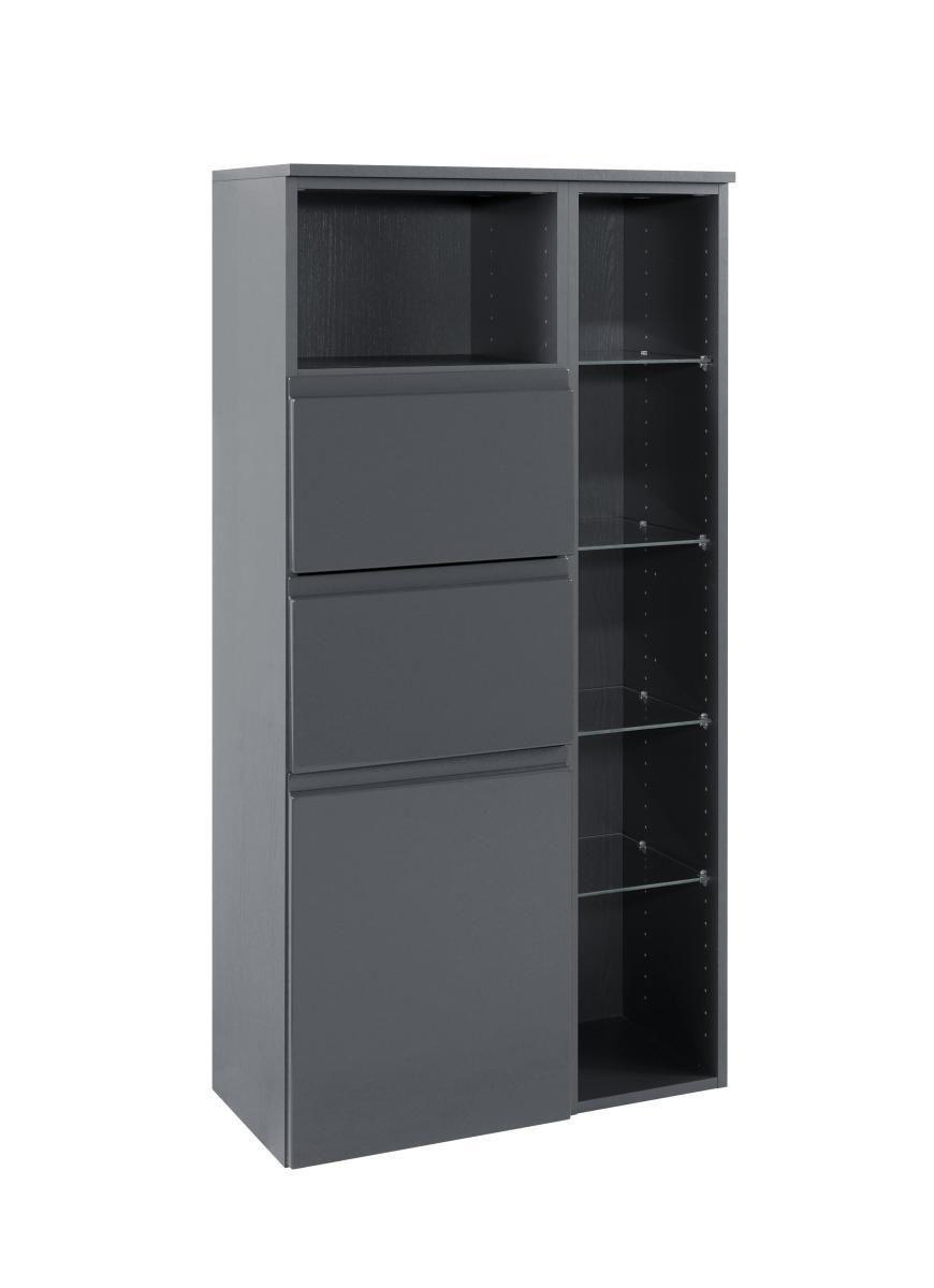 Midischrank in Grau 'Cardiff' - Graphitfarben, Design, Holzwerkstoff (65/130/35cm) - Held