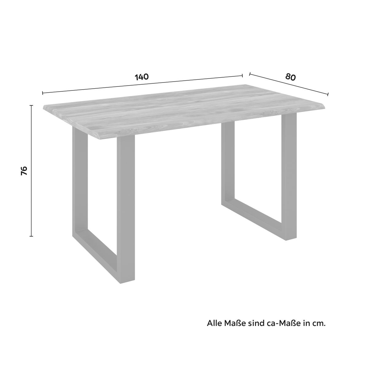 Esstisch Holz Malmo Akaziefarben ca. 140x80x76 cm - Schwarz/Akaziefarben, Modern, Holz/Metall (140/80/76cm) - Bessagi Home