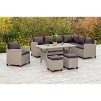 Lounge Garnitura Palma, 5-Delno, Blazine - temno rjava/naravne barve, Konvencionalno, kovina/umetna masa (239/170cm) - Gardenson