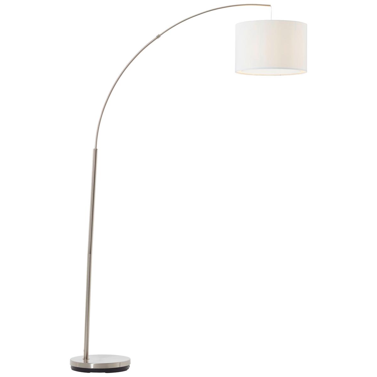 Bogenleuchte Clarie max. 60 Watt - Silberfarben/Weiß, Design, Textil/Metall (36/180cm)