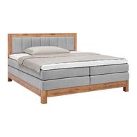 Boxspringbett Carolina Eiche/Grau ca. 180x200cm - Eichefarben/Beige, KONVENTIONELL, Holz/Textil (180/200cm) - ecoTree