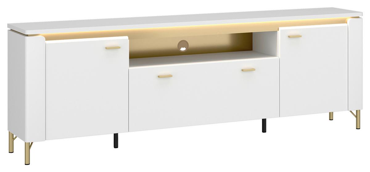 Tv-element Lazio, Bela, Zlata - zlate barve/bela, Trend, kovina/leseni material (200,3/70/40cm)