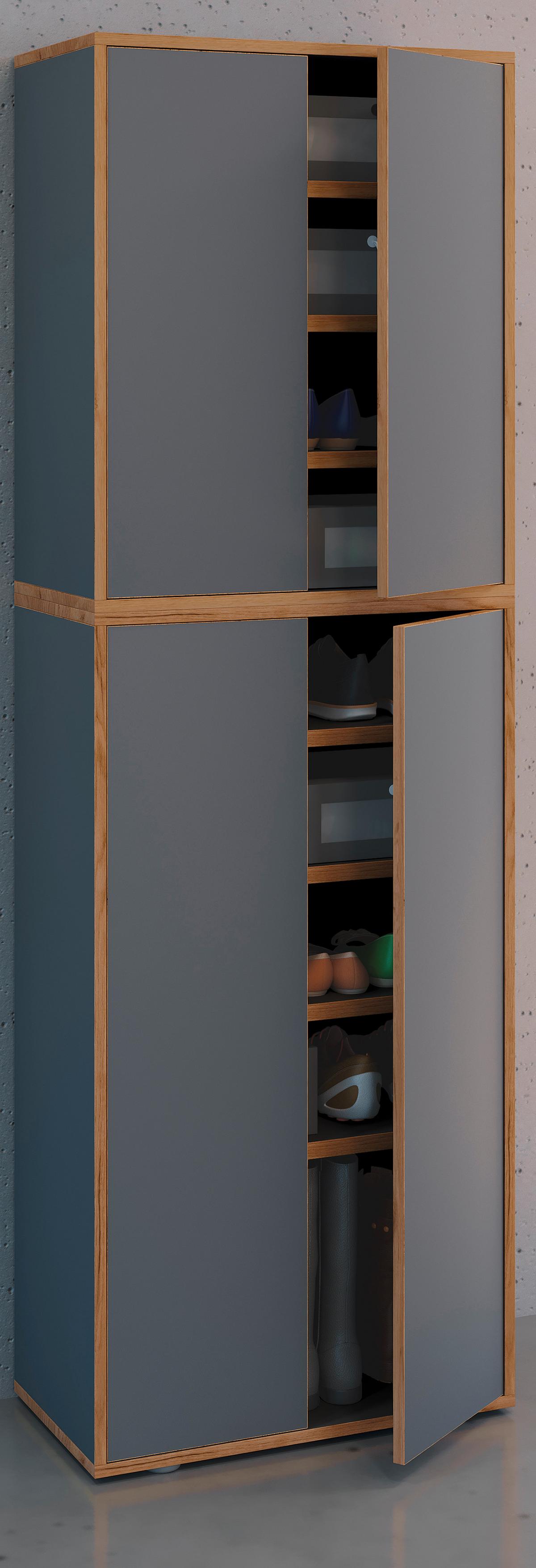 Omara Za Čevlje Salia, Antracit, Barva Hrasta - črna/medeni hrast, Design, umetna masa/leseni material (60/183/33cm) - MID.YOU