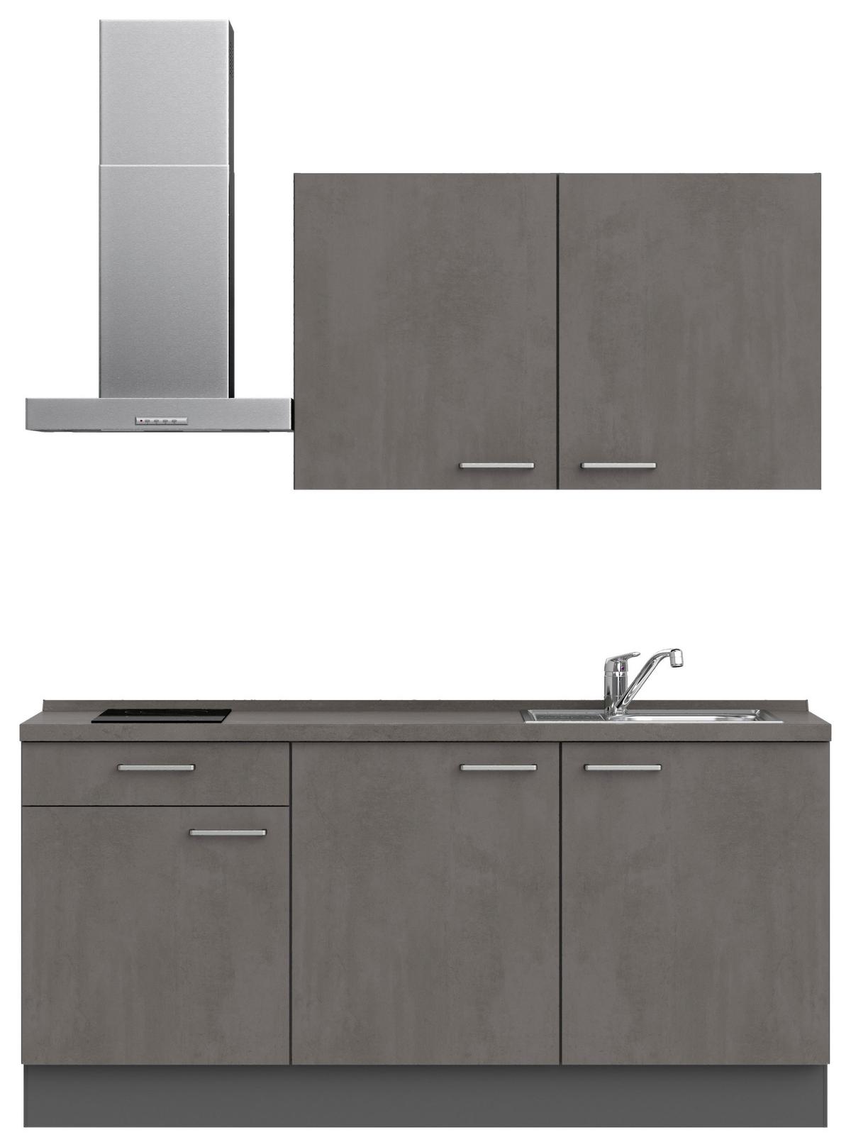 Küchenblock Riva Low m. Geräten Schieferfarben - Schieferfarben/Edelstahlfarben, MODERN, Holzwerkstoff/Metall (180cm) - Nobilia