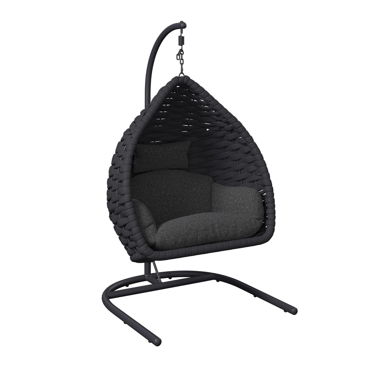 Hängesessel Sasa Dunkelgrau Outdoorstoff/Metall/Kunststoff - Dunkelgrau, MODERN, Kunststoff/Textil (115/200/118cm) - Bessagi Garden