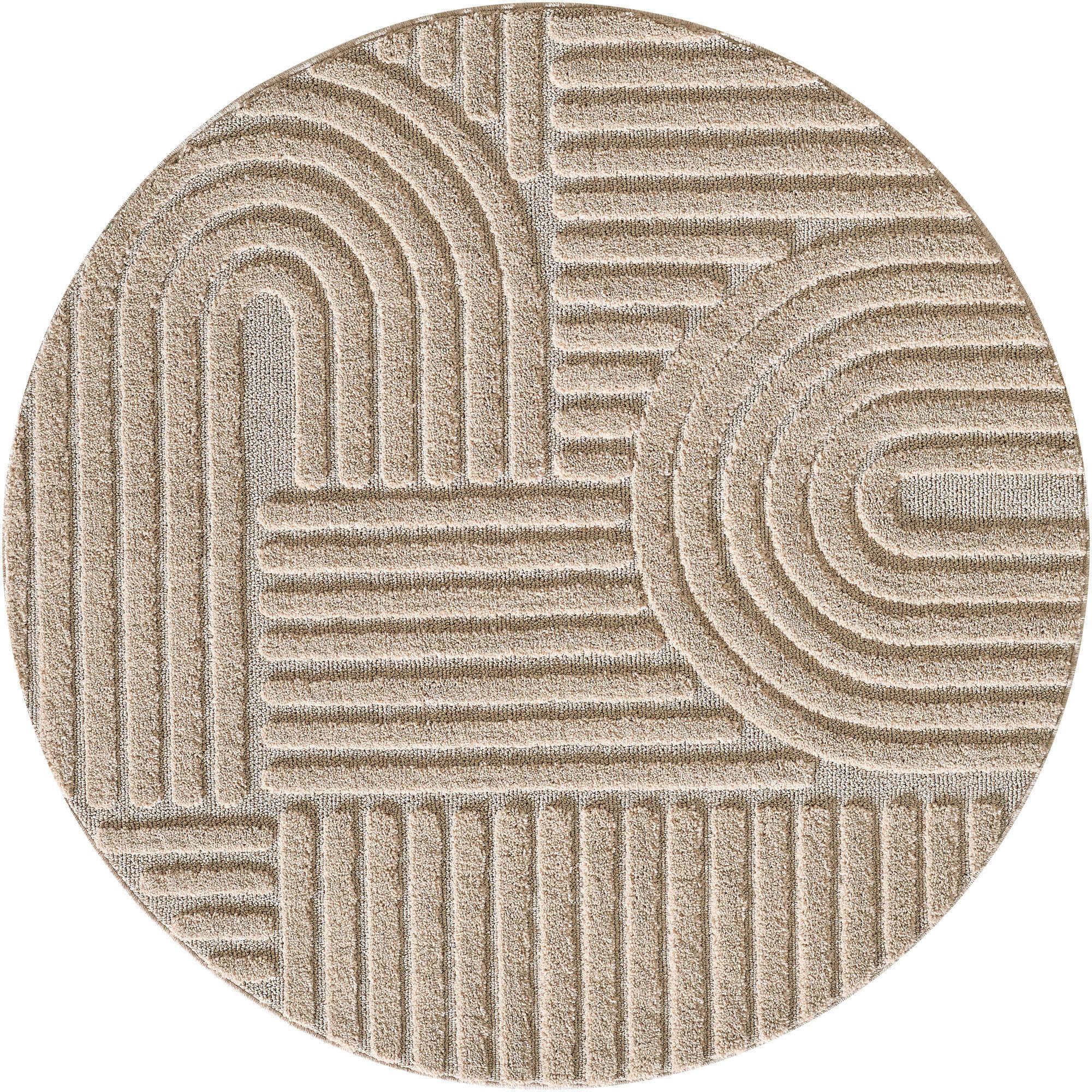 Hochflorteppich Boho Beige Ø ca. 120cm - Beige, Basics, Textil (120cm) - Novel