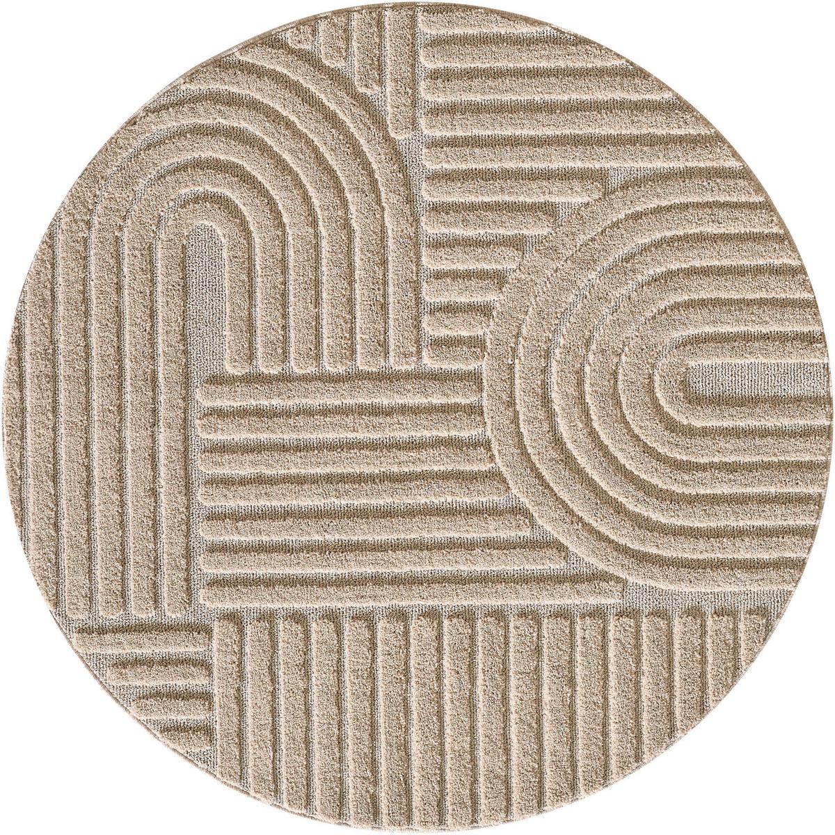 Hochflorteppich Boho Beige Ø ca. 80cm - Beige, Basics, Textil (80cm) - Novel