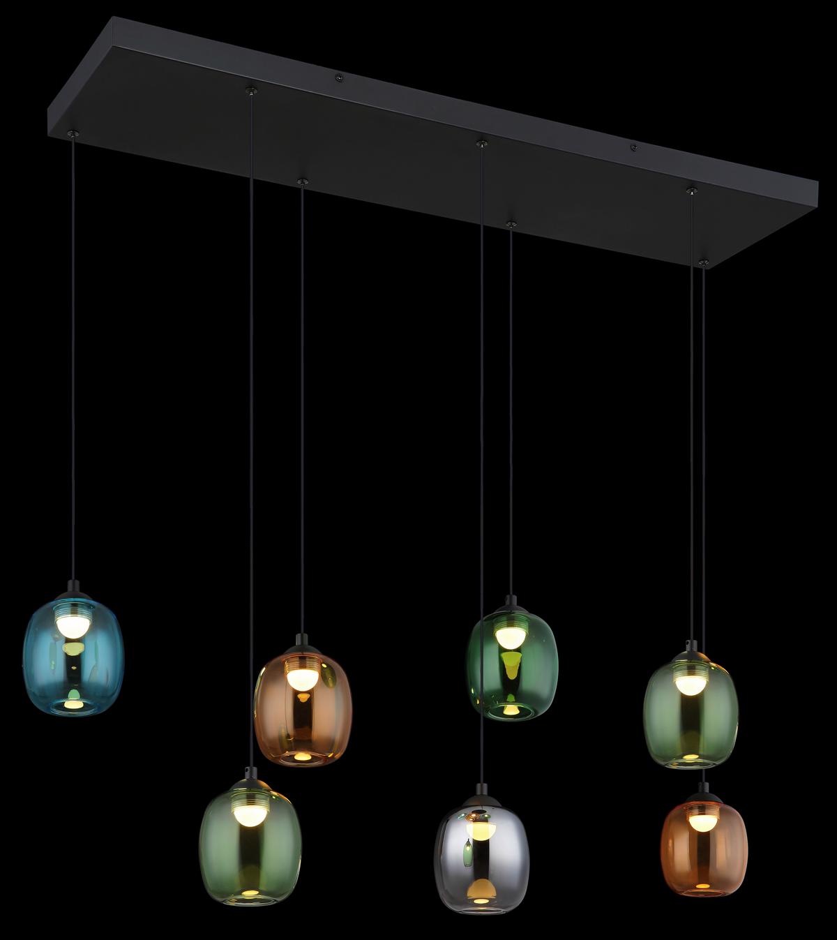 LED-HÄNGELEUCHTE 31470708 MINARA - Blau/Dunkelgrün, Lifestyle, Glas/Kunststoff (102/32/150cm) - Globo