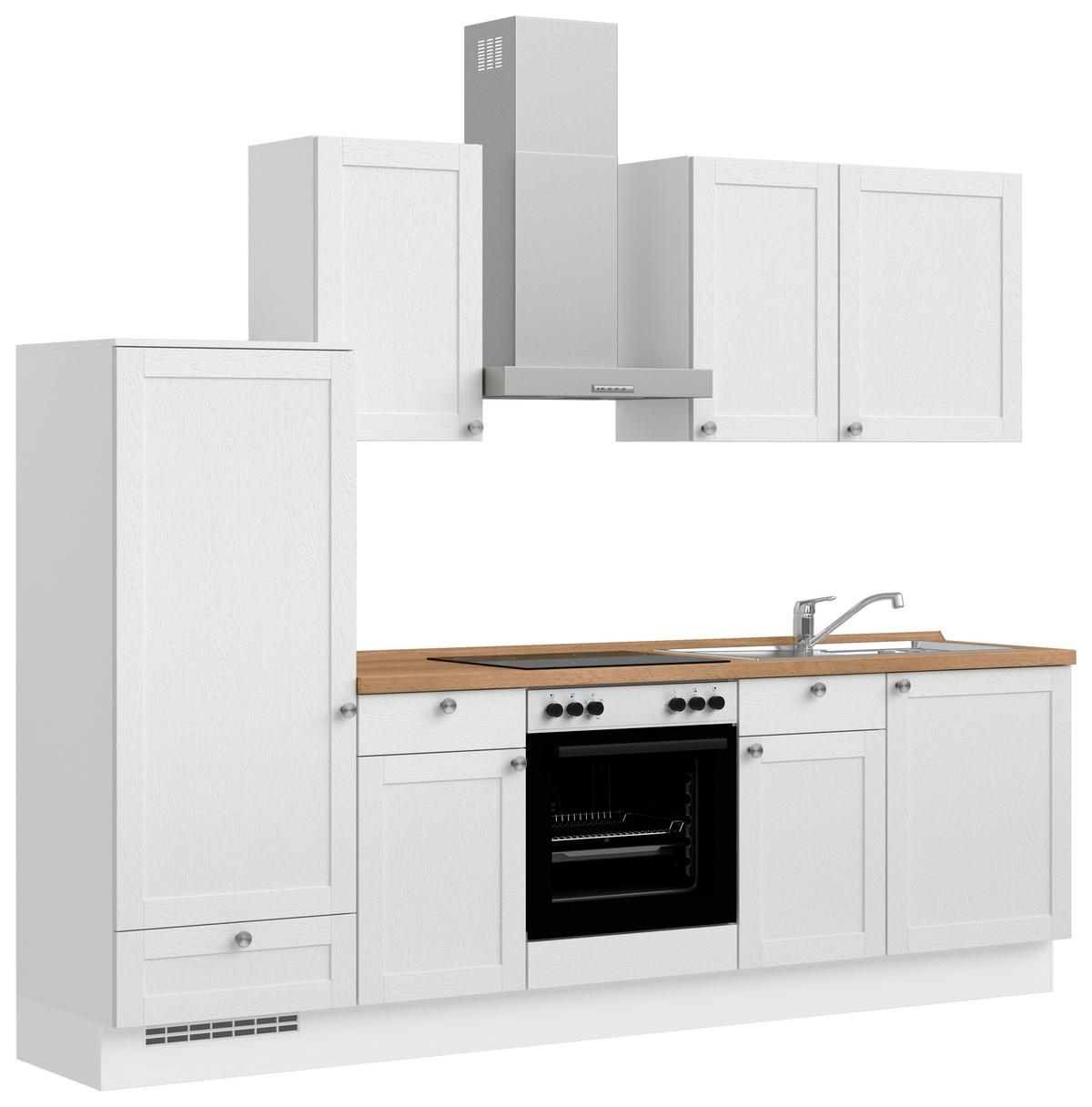 Küchenleerblock Frame Low o. Geräte Weiß - Edelstahlfarben/Eichefarben, MODERN, Holzwerkstoff/Metall (270cm) - Nobilia