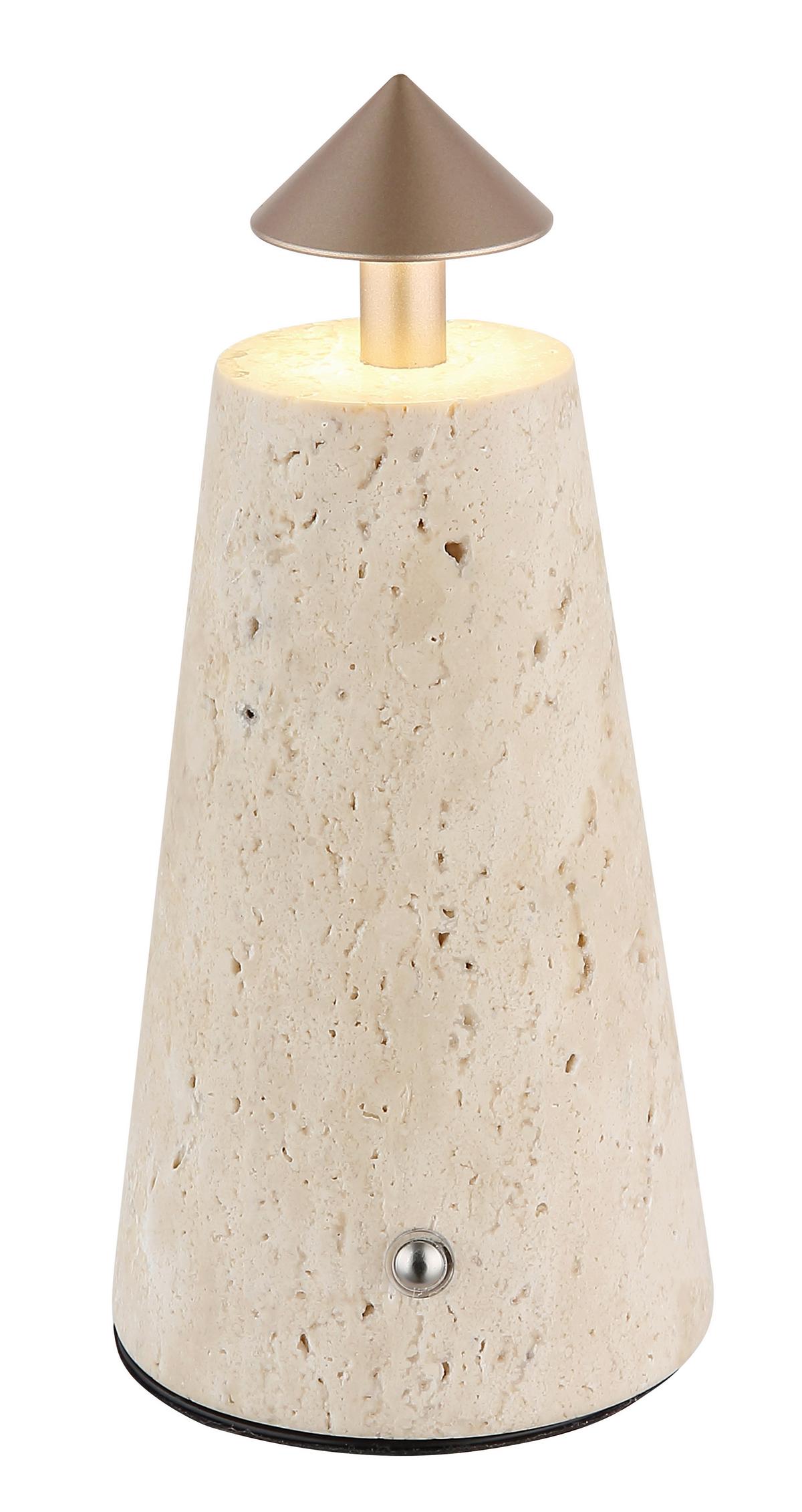 AKKU-TISCHLEUCHTE 21037C LIVA - Weiss/Schwarz, Design, Kunststoff/Stein (9/19cm) - Globo