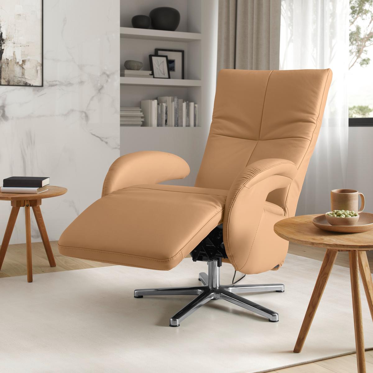 Relaxsessel Sitting 2 Fango - Chromfarben/Fango, MODERN, Leder (70/111/80cm) - Premium Living