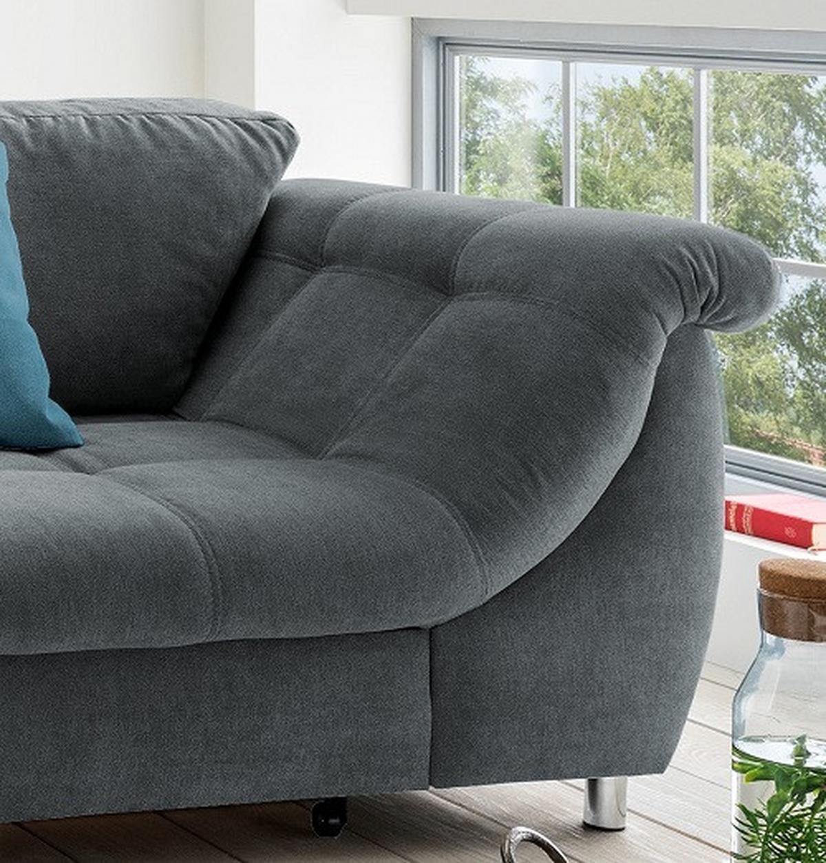 Sedežna Garnitura Agira, Antracit, Ležišče - barve kroma/modra, Design, umetna masa/tekstil (190/250cm) - Modern Living