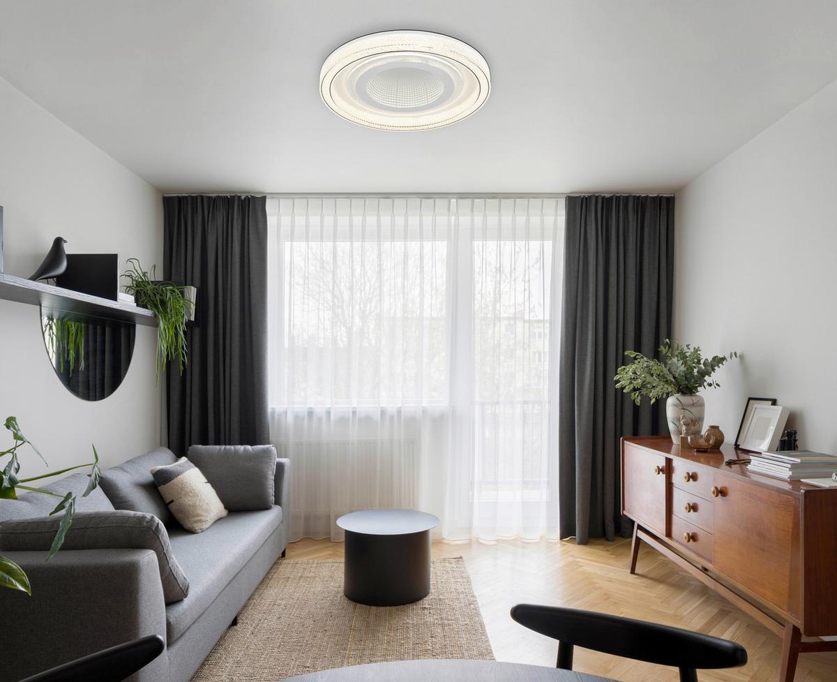 LED Mennyezeti Lámpa 48557-48w Alsuna - fehér/átlátszó, Konventionell, műanyag/fém (48/7cm) - Globo