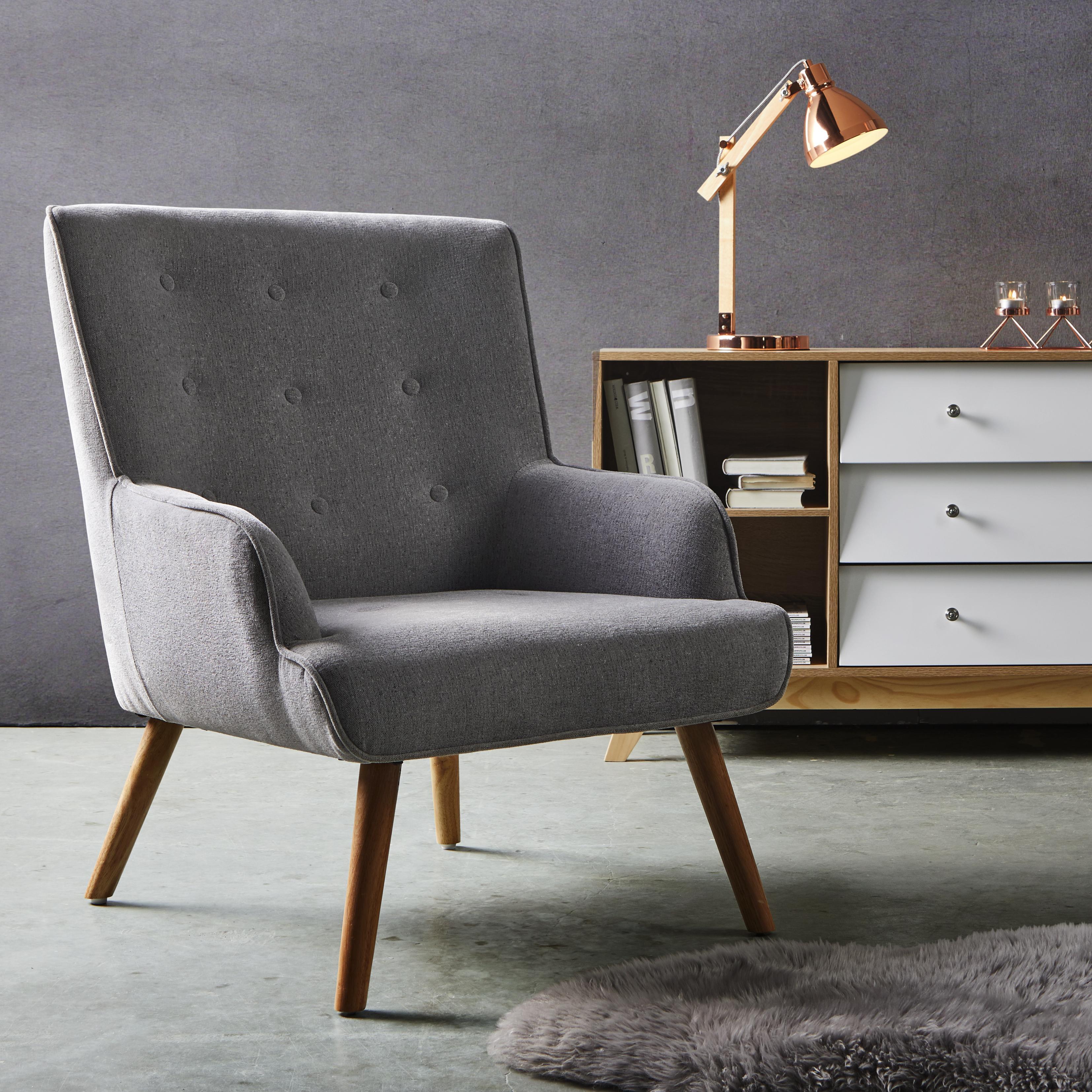 Sessel in Hellgrau 'Sira' - Hellgrau, MODERN, Holz/Textil (73/91/85cm) - Bessagi Home