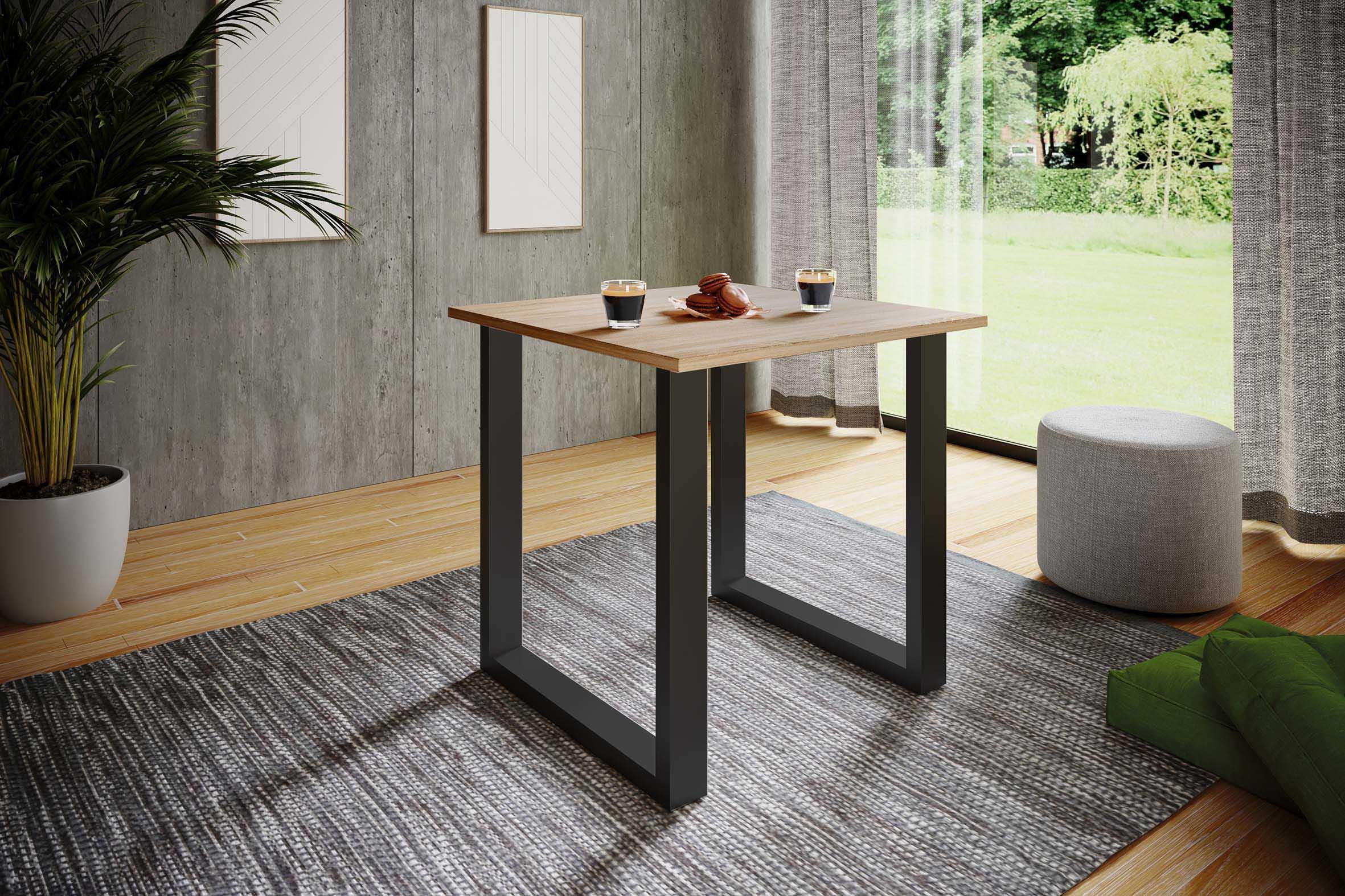 Jedilna Miza Xona, Hrast, Črna - črna/hrast sonoma, Basics, kovina/leseni material (80/80cm) - MID.YOU