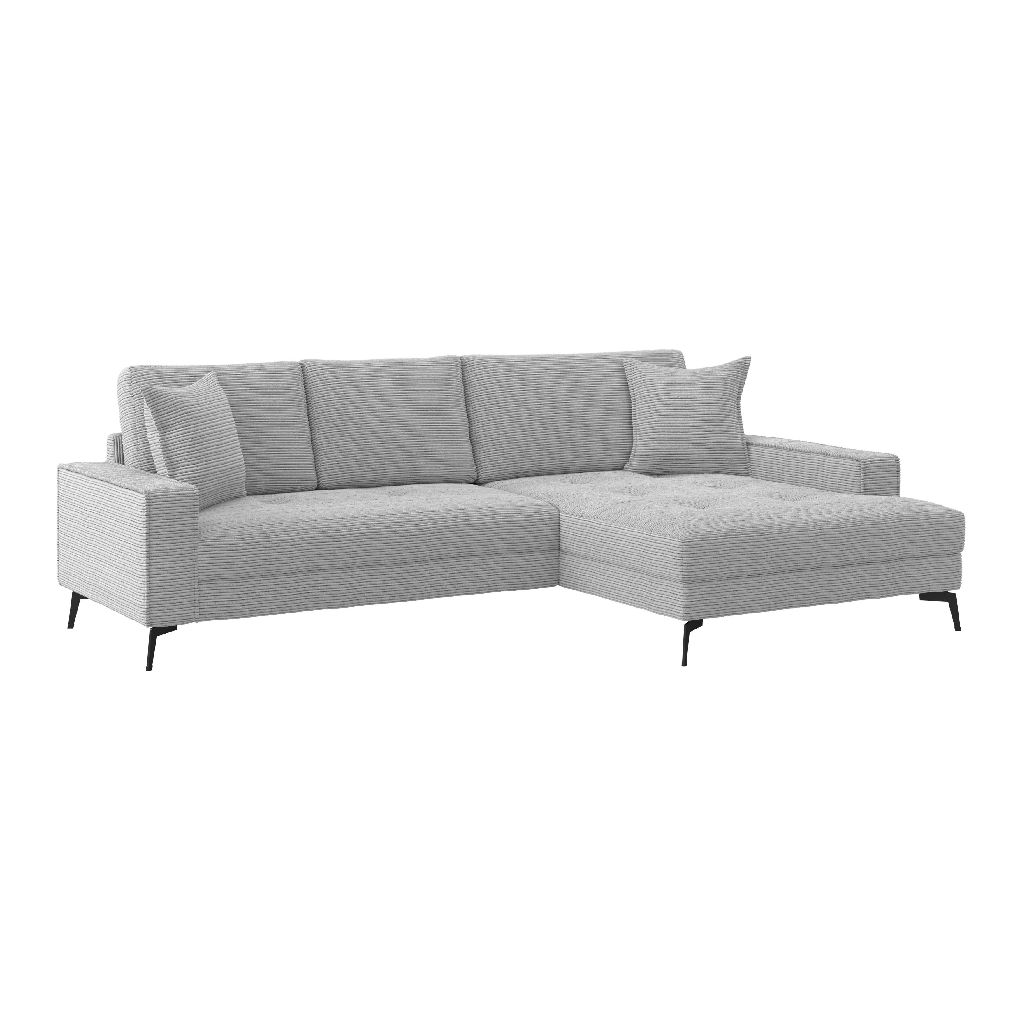 Kutna Garnitura Zero - svijetlo siva/crna, Trend, tekstil (286/173cm)
