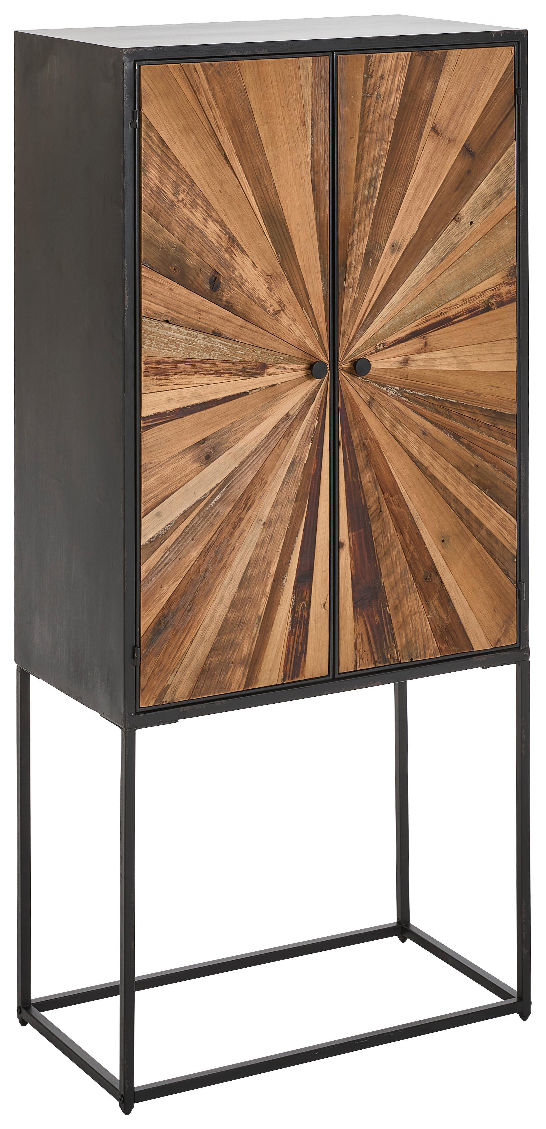KOMODA WYSOKA ALEX - kolor naturalny/czarny, Lifestyle, metal/drewno (65/141/37cm) - Landscape