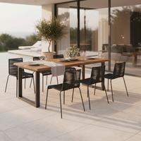 Gartenset Suna Schwarz Holz/Textil/Metall + Abdeckung - Schwarz/Teakfarben, MODERN, Holz/Textil - Bessagi Garden