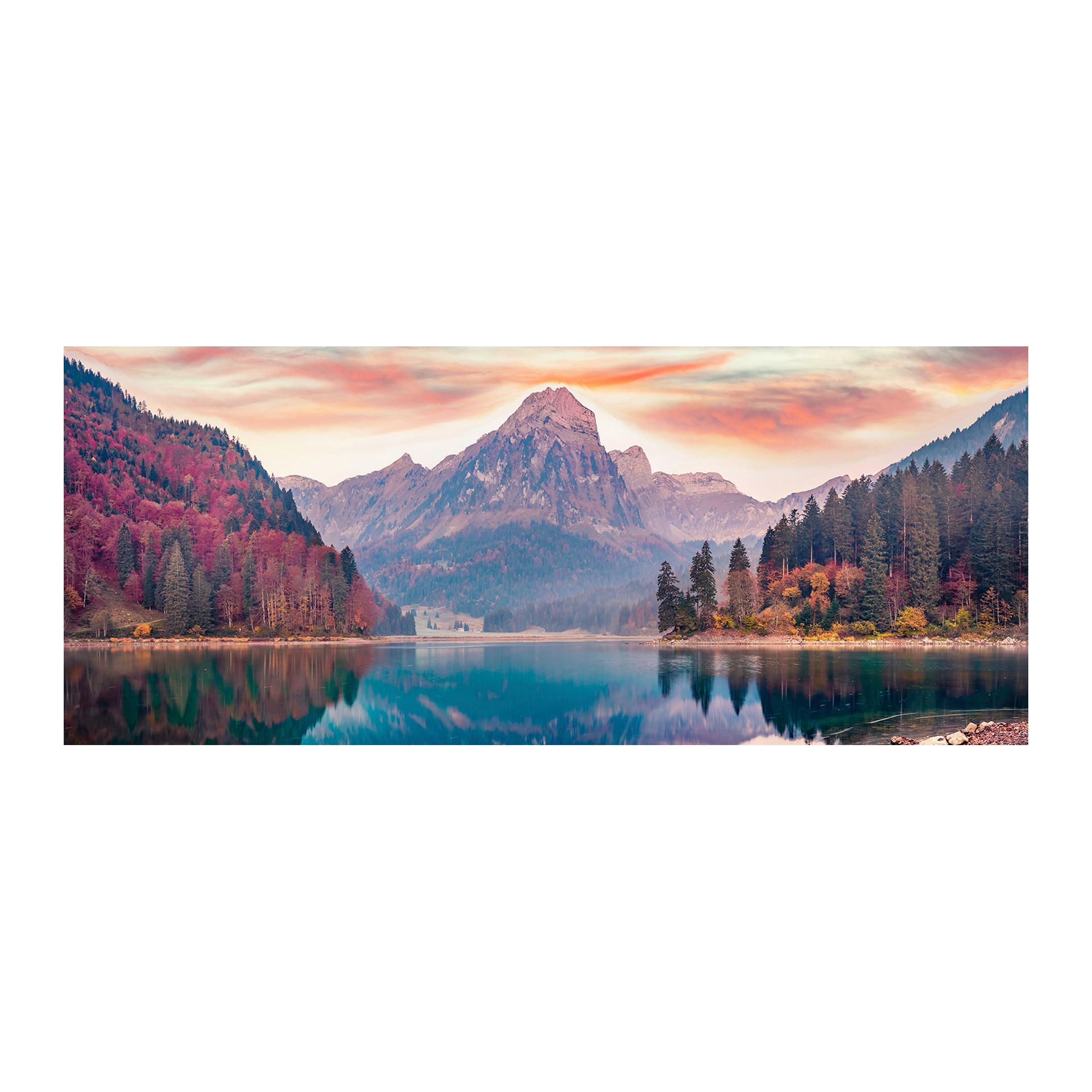 Glasbild Autumn View Multicolor ca. 125x50cm - Multicolor, Basics, Glas/Papier (125/50cm)