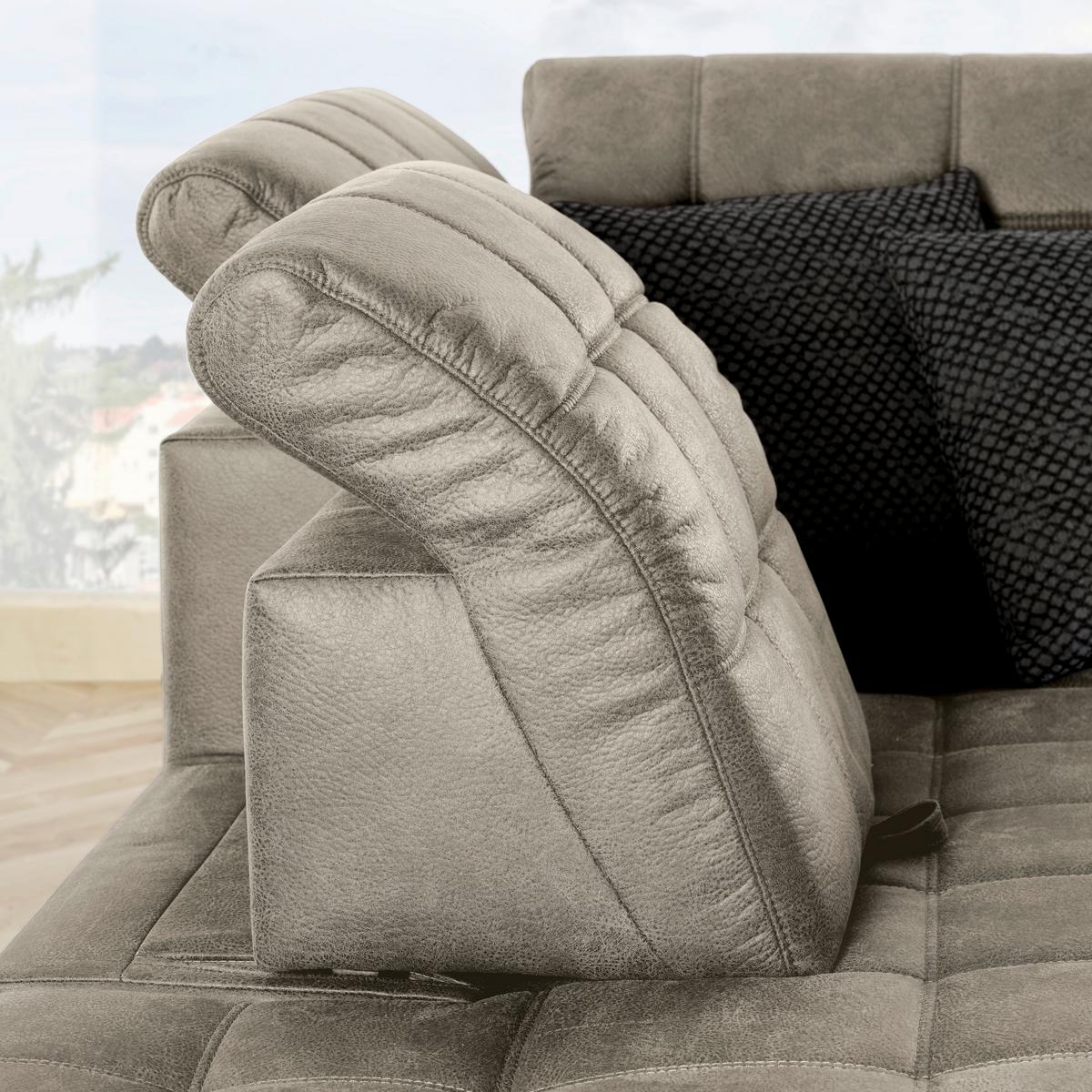 Ecksofa Panama links Grau - Schwarz/Grau, KONVENTIONELL, Textil/Metall (216/89-102/304cm) - Premium Living