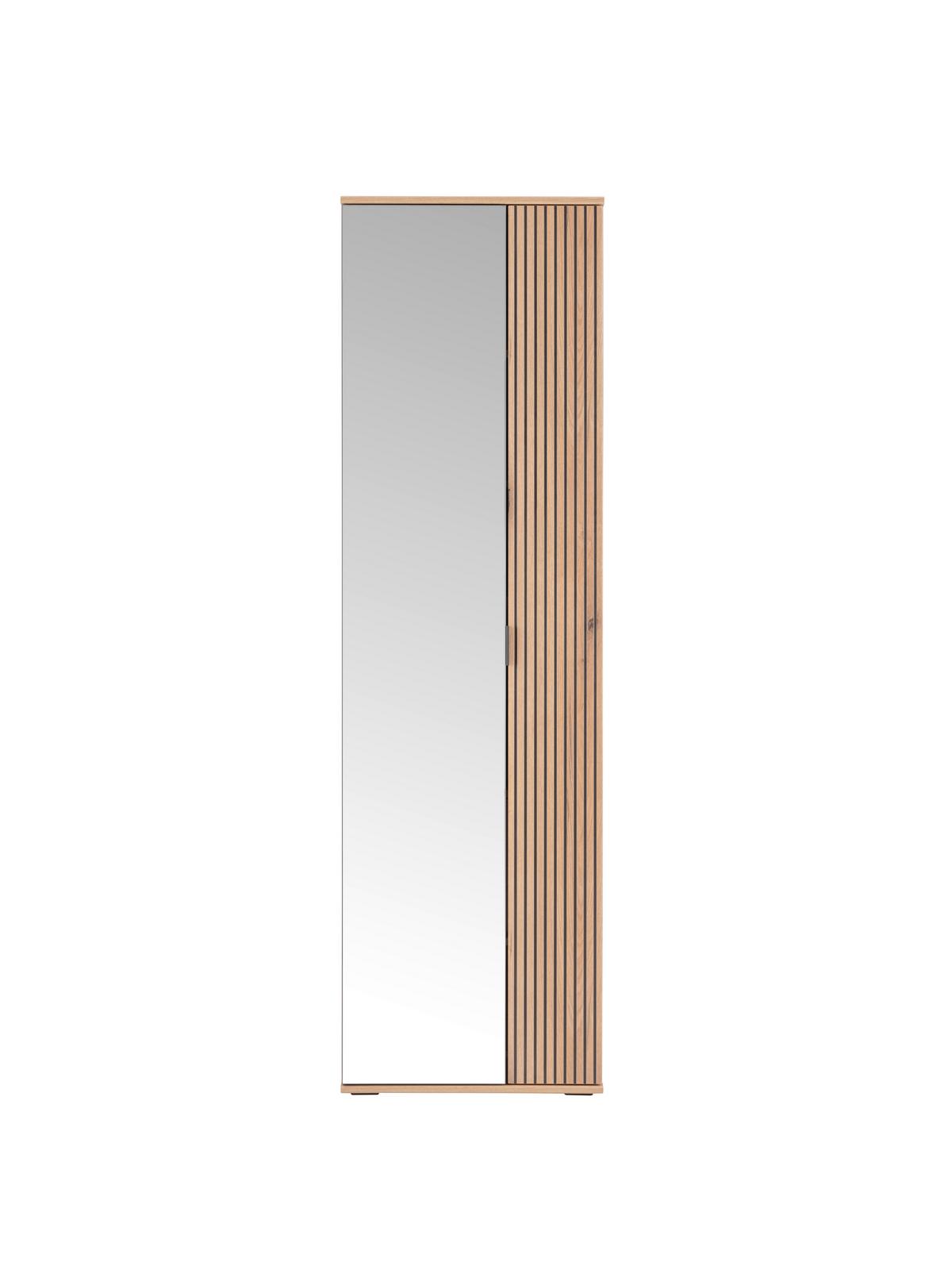Dulap pentru hol CLEVER - culoare lemn stejar/antracit, Modern, sticlă/material pe bază de lemn (55,5/193/38cm) - Modern Living