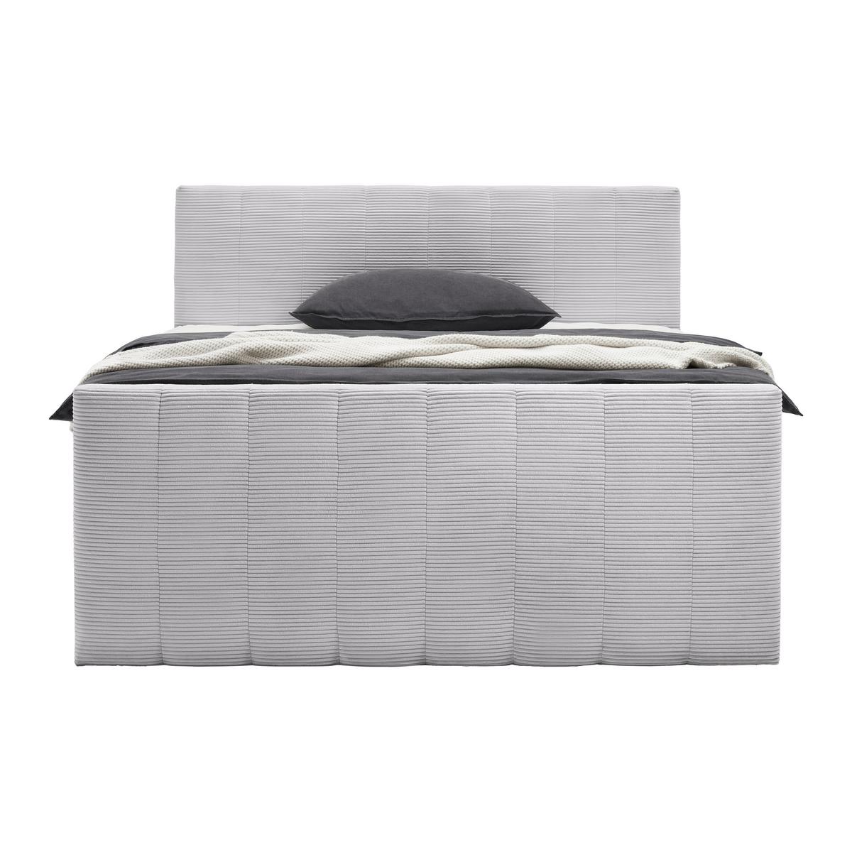 Boxspringbett Malaga Hellgrau ca. 180x200cm - Silberfarben/Hellgrau, KONVENTIONELL, Holzwerkstoff/Kunststoff (180/200cm) - Premium Living