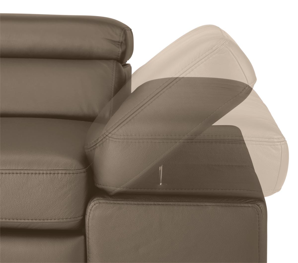 Wohnlandschaft Carmen links Haselnussfarben - Haselnussfarben/Schwarz, MODERN, Leder/Holz (292/72/226cm) - Premium Living