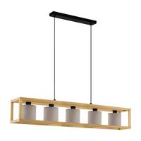 Hängeleuchte 390109 Granados - Weiss/Schwarz, Natur, Holz/Textil (100/20/150cm) - Eglo