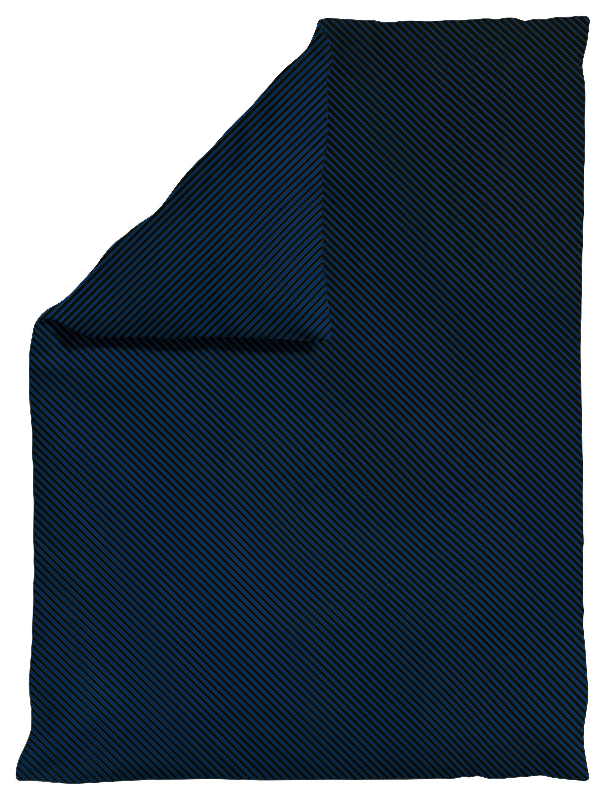 Bettdeckenbezug Woven Satin Schwarz/Blau ca. 155x220cm - Schwarz/Dunkelblau, Basics, Textil (155/220cm) - Schlafgut