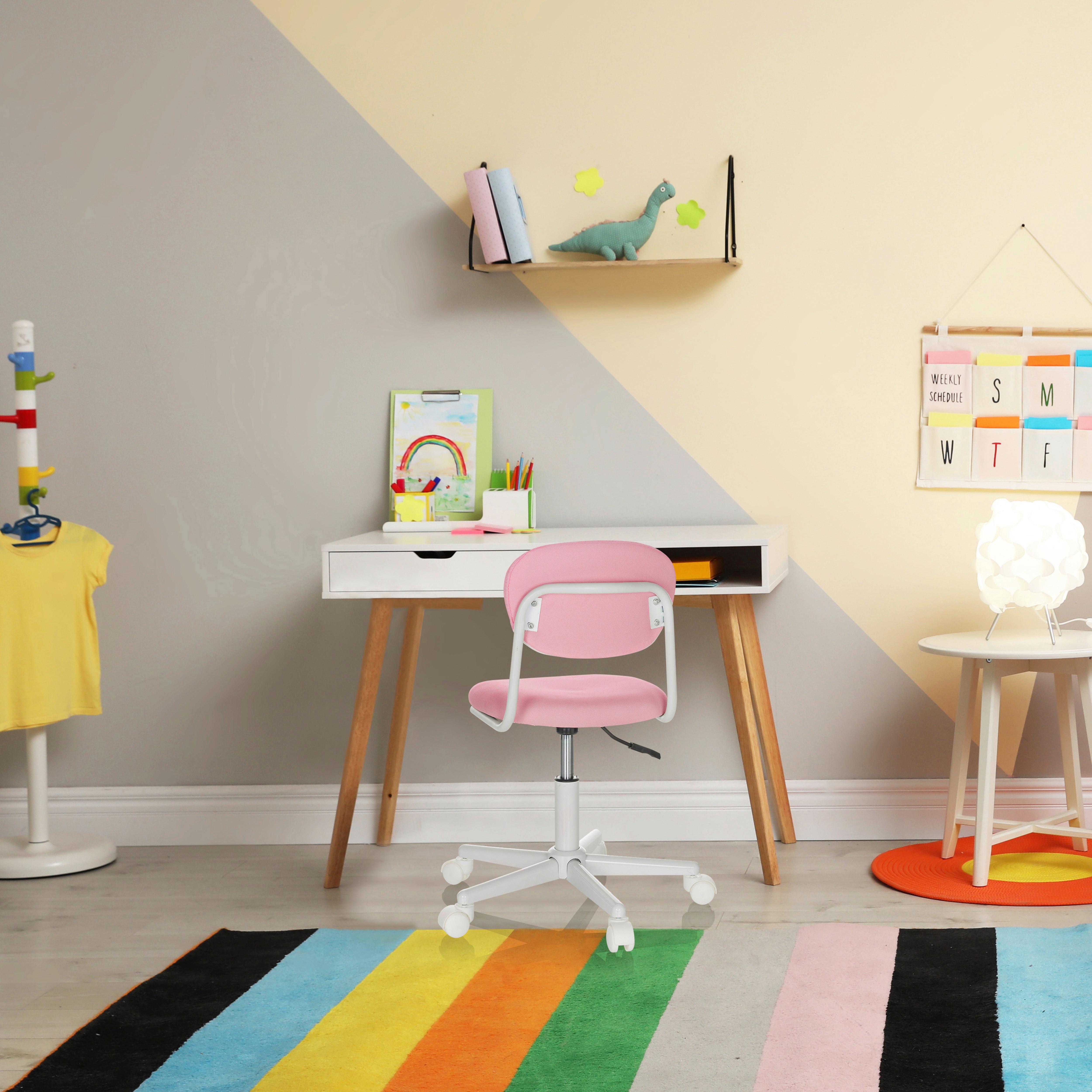 Jugenddrehstuhl Kiddy Base I ca.60x72-83x60cm Pink - Pink/Weiß, Basics, Kunststoff/Textil (60/72-83/60cm) - MID.YOU