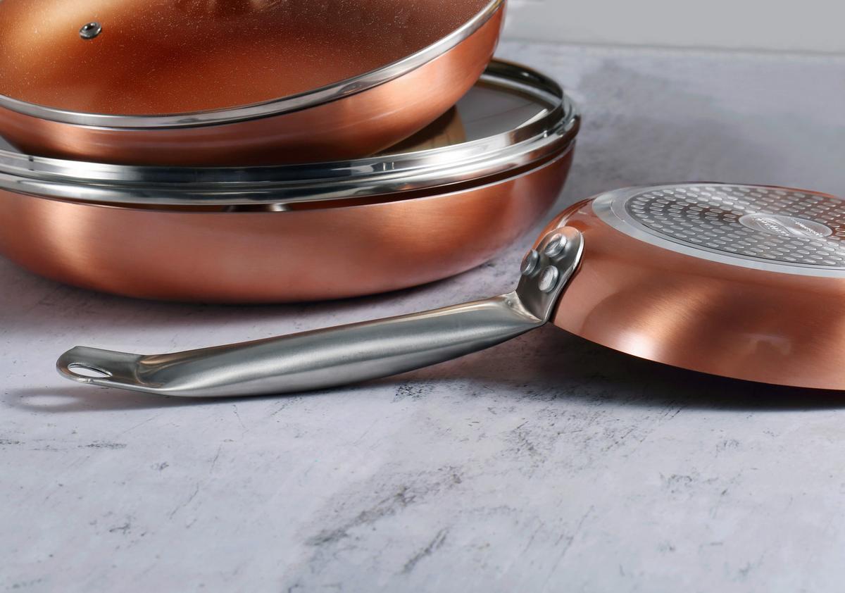 Serpenyőkészlet Optimum Plus - rézszínű/áttetsző, Modern, Üveg/fém (18/22/26cm)