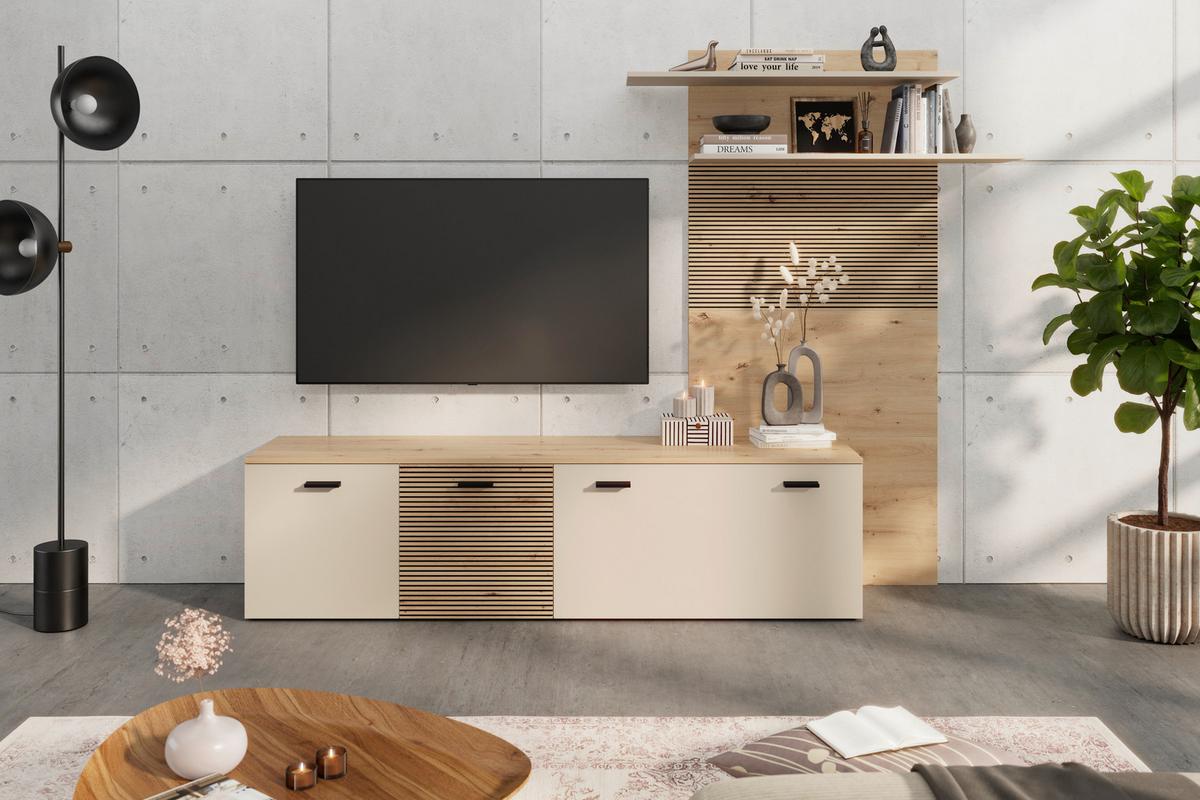 Dnevni Regal Free, Barva Hrasta, Kašmir - kašmir/črna, Moderno, umetna masa/leseni material (212/172/40cm) - Modern Living