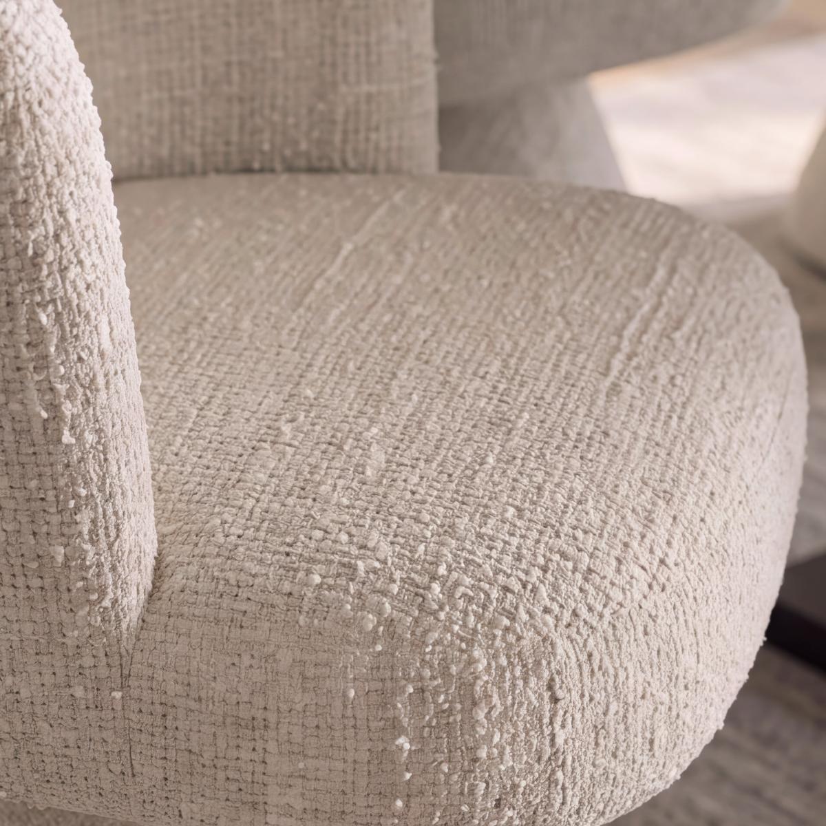 Armlehnstuhl Maylea Creme Webstoff Gepolstert - Creme, MODERN, Holz/Textil (61/60,5/81cm) - Bessagi Home