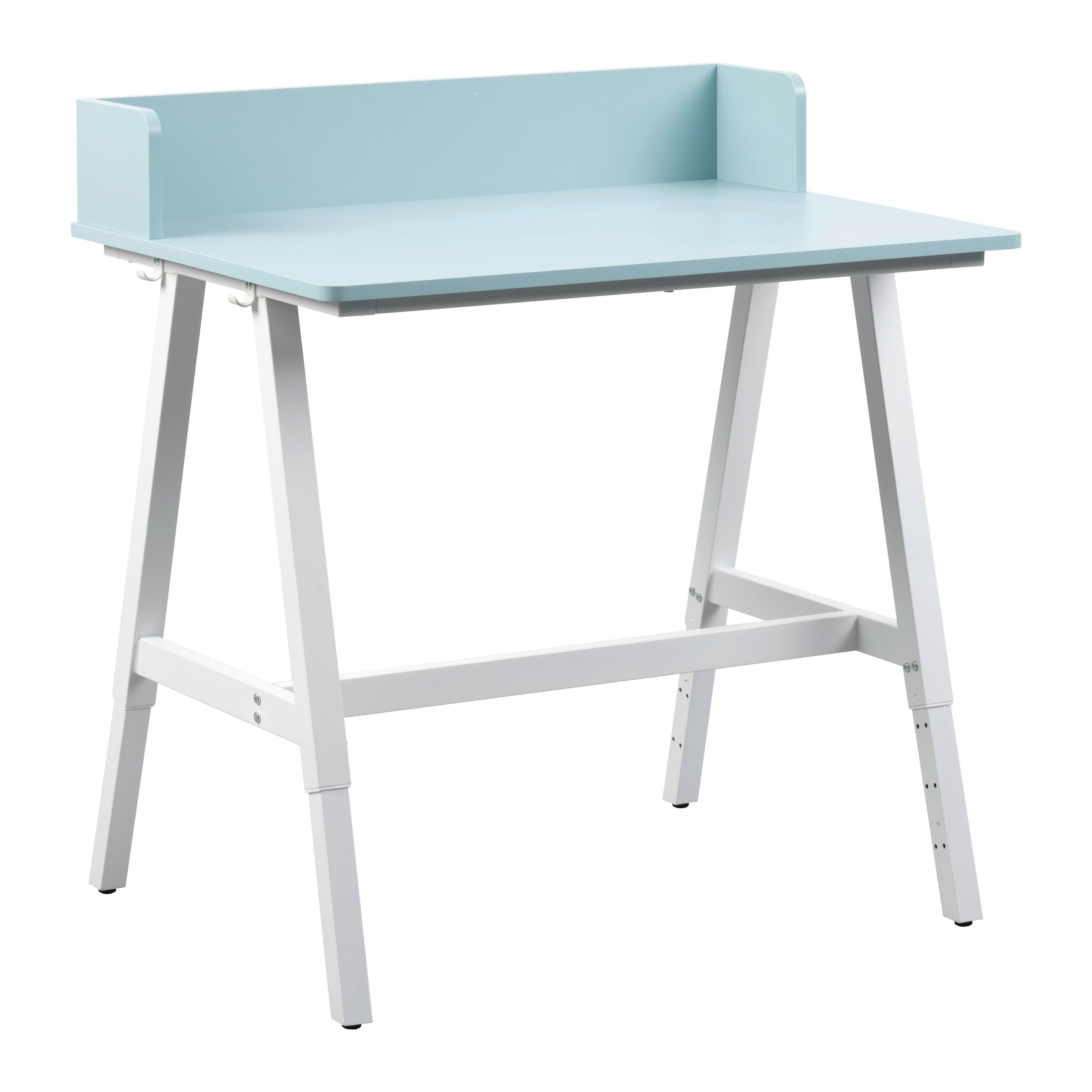 Schreibtisch Emmelie Weiß/Hellblau - Weiß/Hellblau, MODERN, Holzwerkstoff/Metall (80/54-85/60cm) - Mömax