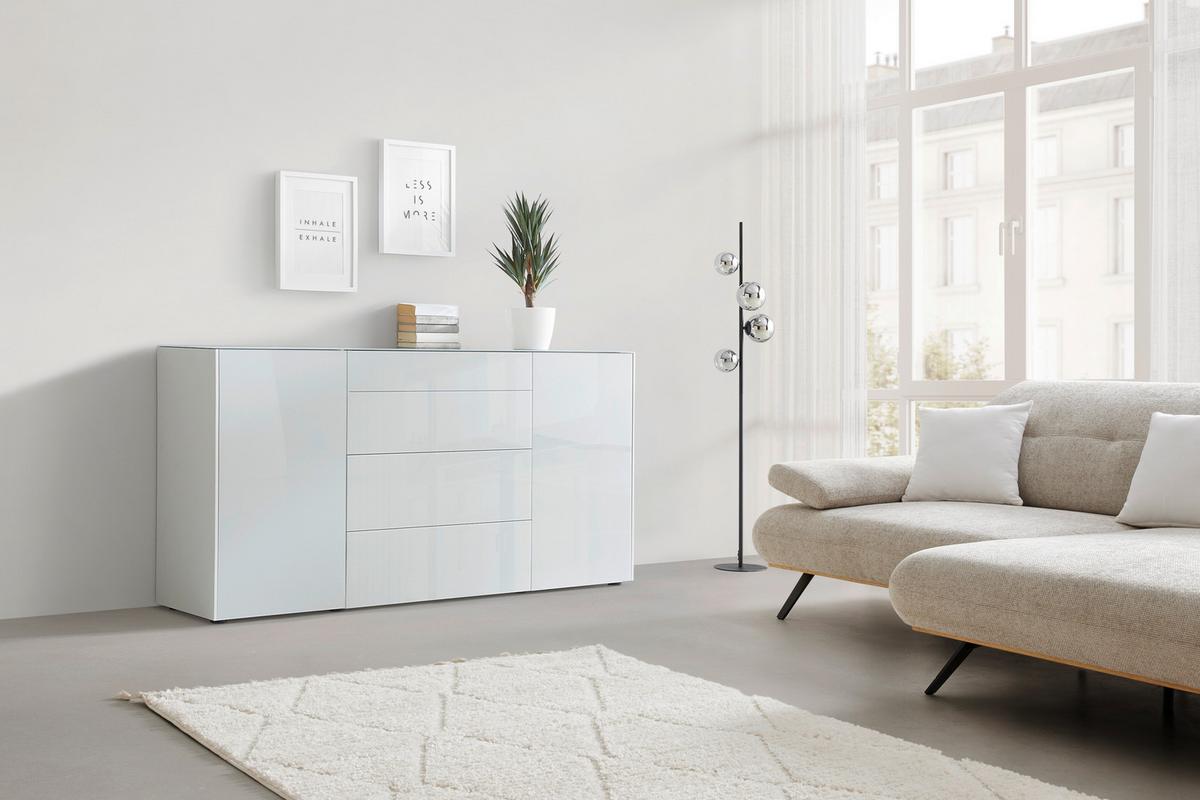 Sideboard Silverstone Grau - Schwarz/Grau, MODERN, Glas/Holzwerkstoff (179/89/42cm) - Premium Living
