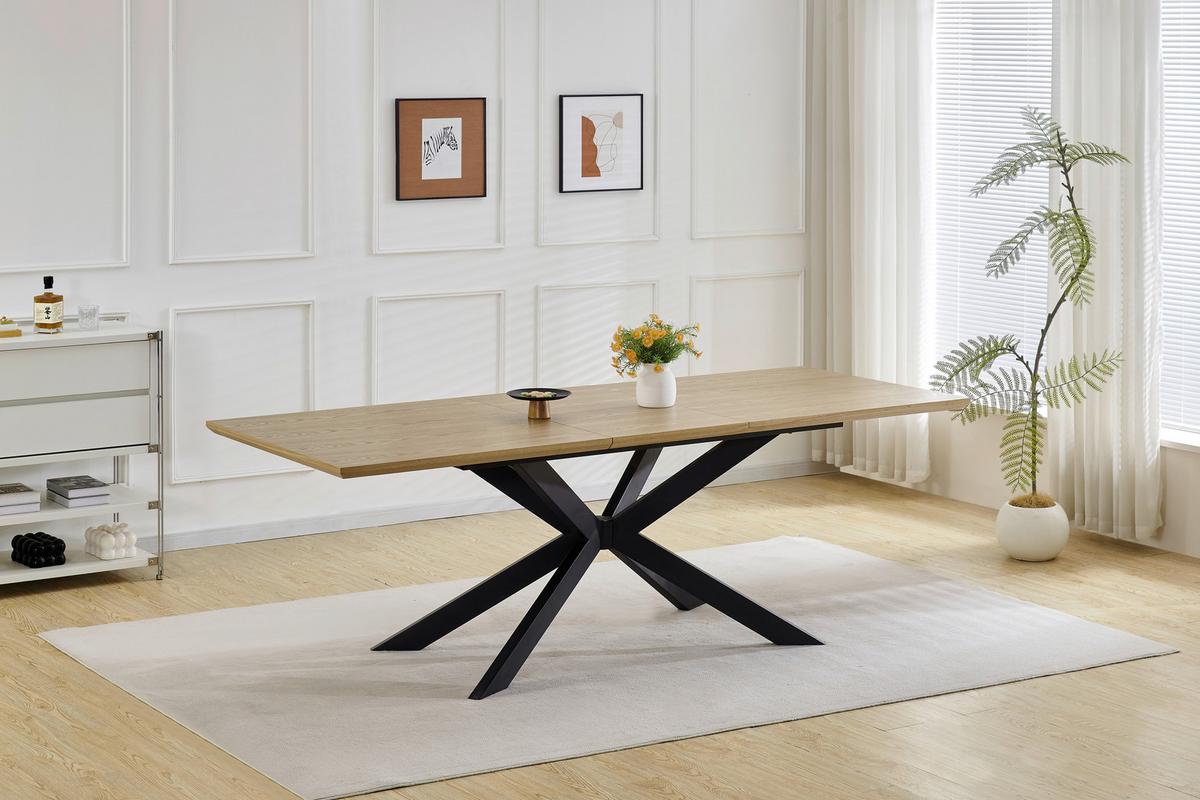 Raztegljiva Miza Kalmar, Barva Hrasta, Črna, 180-230x90 - črna/barve hrasta, Moderno, kovina/leseni material (180-230/90/76cm) - P & B