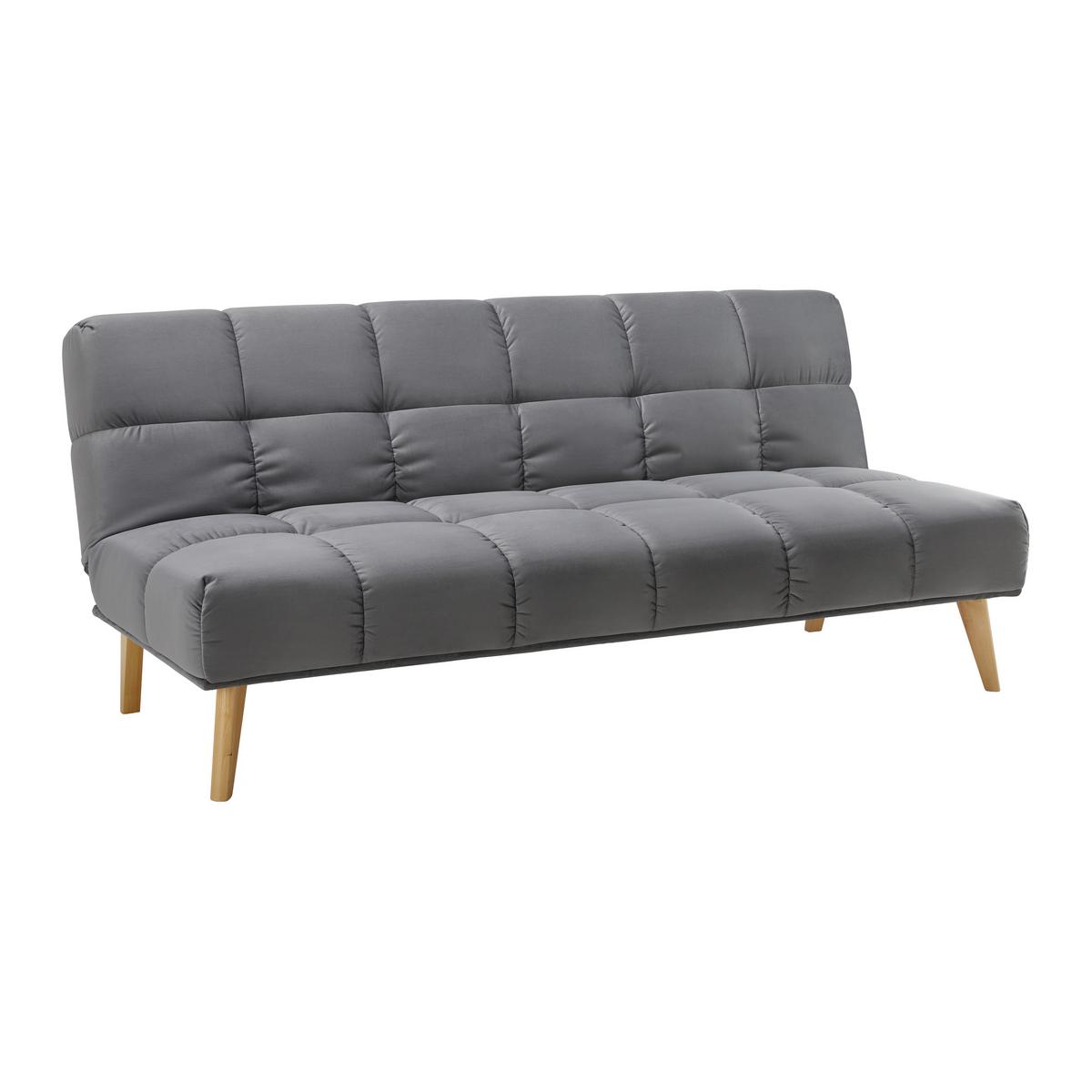 Bettsofa ALVA Dunkelgrau Holzfuss - Dunkelgrau/Naturfarben, Modern, Holz/Textil (185/80/88cm) - Bessagi Home