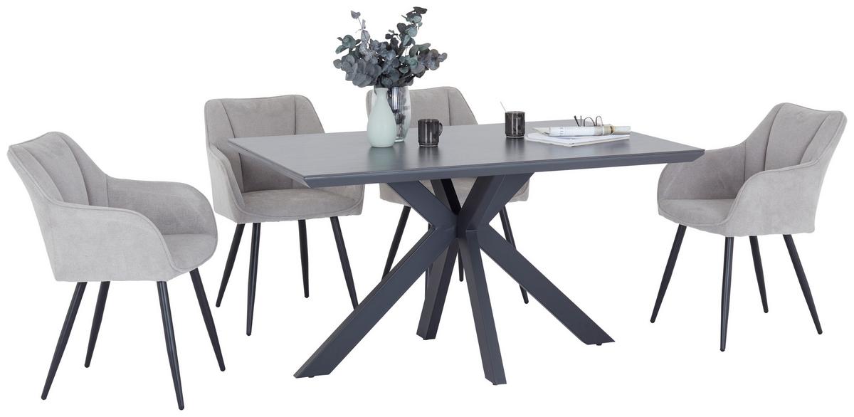 Jedilna Miza Steve 2, Črna, 140x90 Cm - črna, Moderno, kovina/leseni material (140/76/90cm)