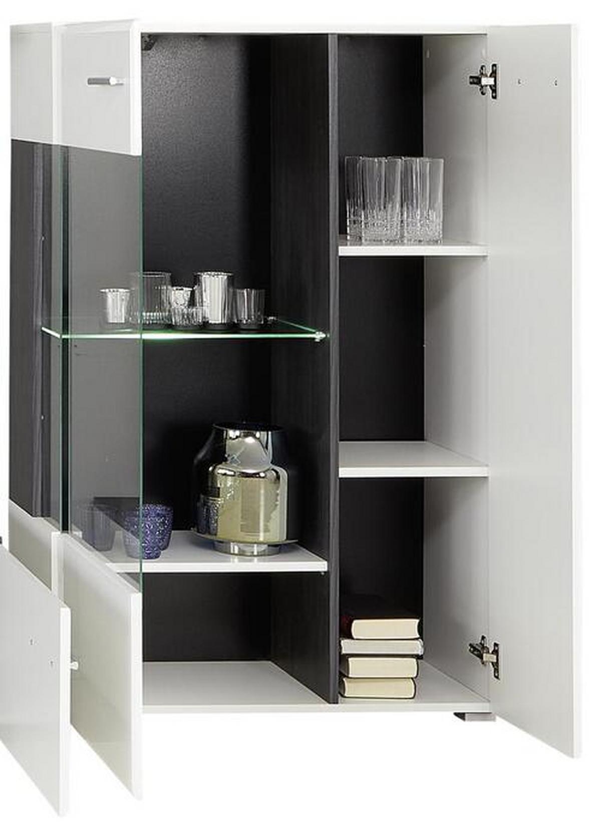 Dnevni Regal Concerto, Bela, Črna, Visoki Sijaj, Led - srebrne barve/črna, Moderno, umetna masa/steklo (308/190/41cm) - Modern Living