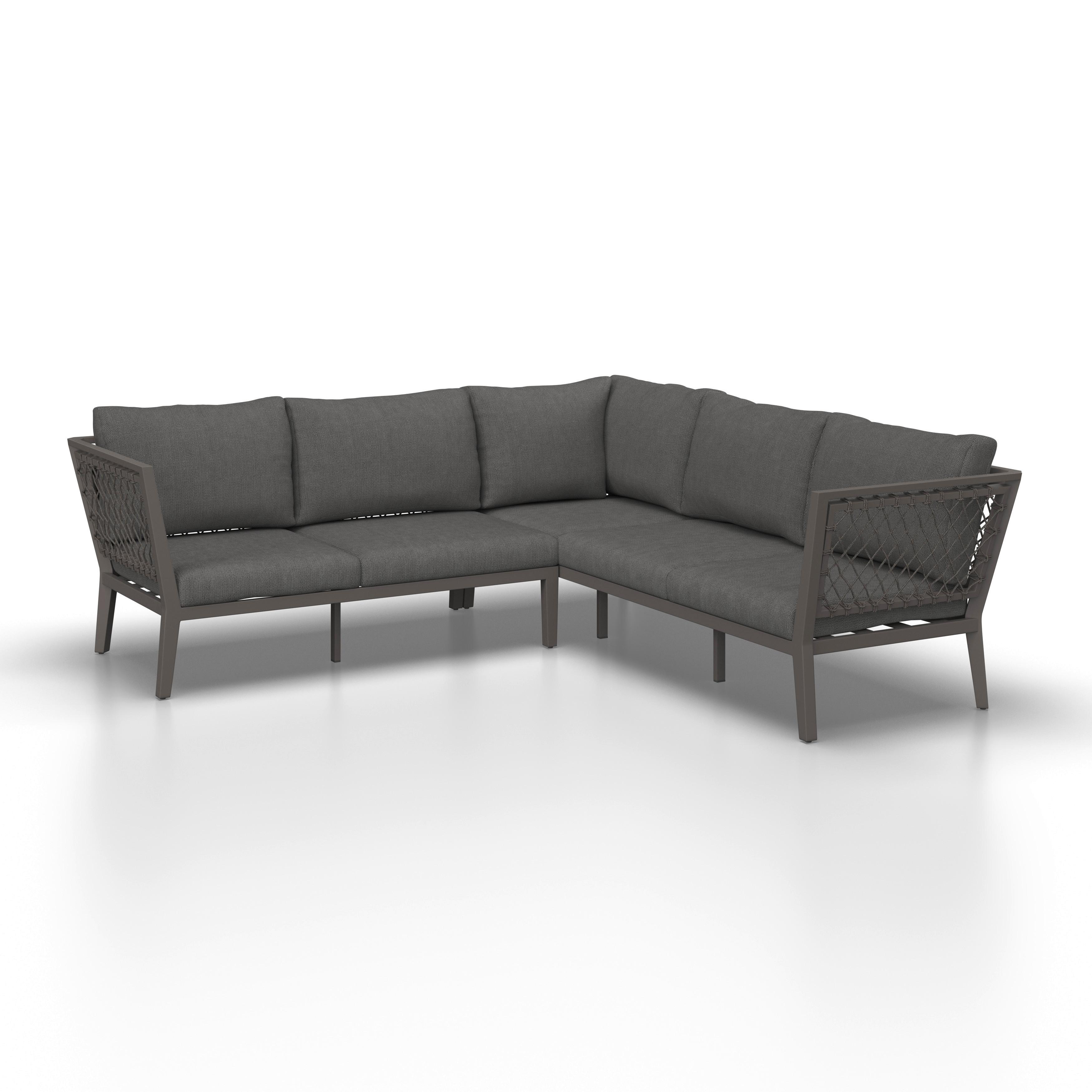 LOUNGEGRUPP MALOU - mörkgrå/antracit, Modern, metall/textil (218/68/76,5cm) - Bessagi Garden
