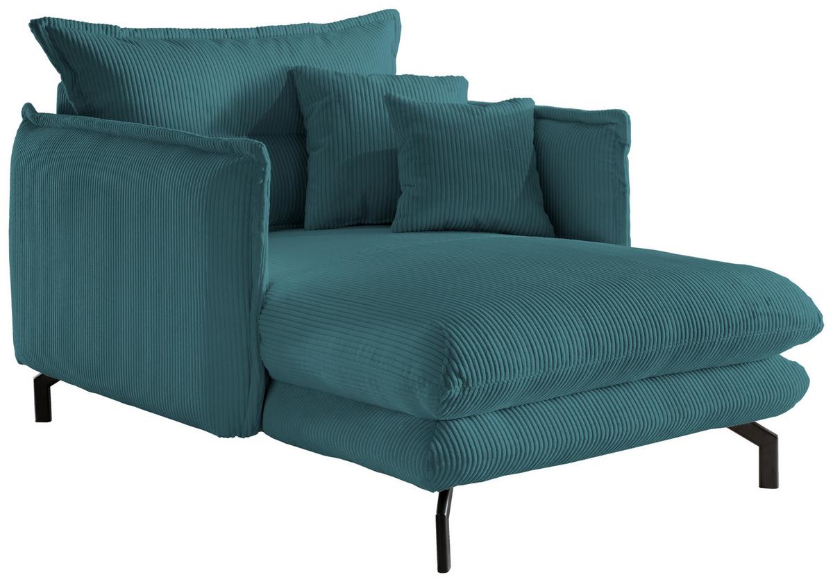 Relaxsessel Lava Petrol Cord - Petrol/Schwarz, MODERN, Textil/Metall (111/101/167cm) - Livetastic