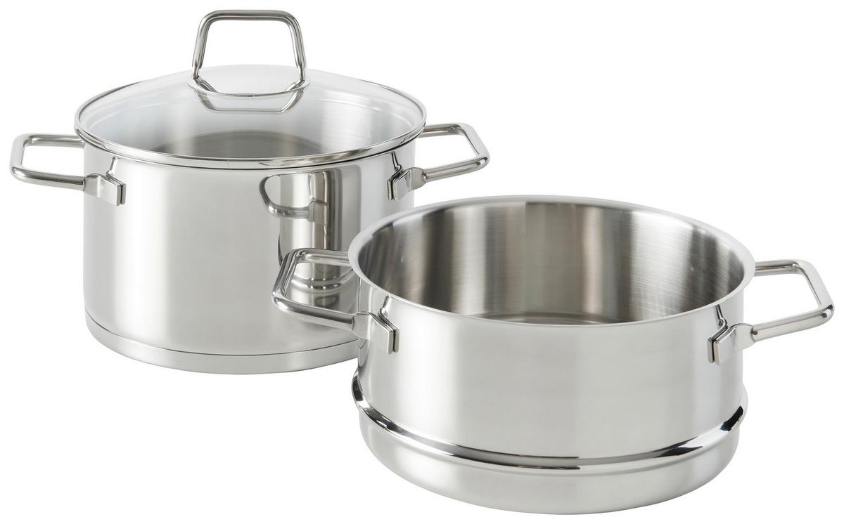PAROWAR DO WARZYW PERFECT COOKING - kolor stalowy/przejrzysty, Basics, metal/szkło (20/25,5cm) - Homeware Profession.