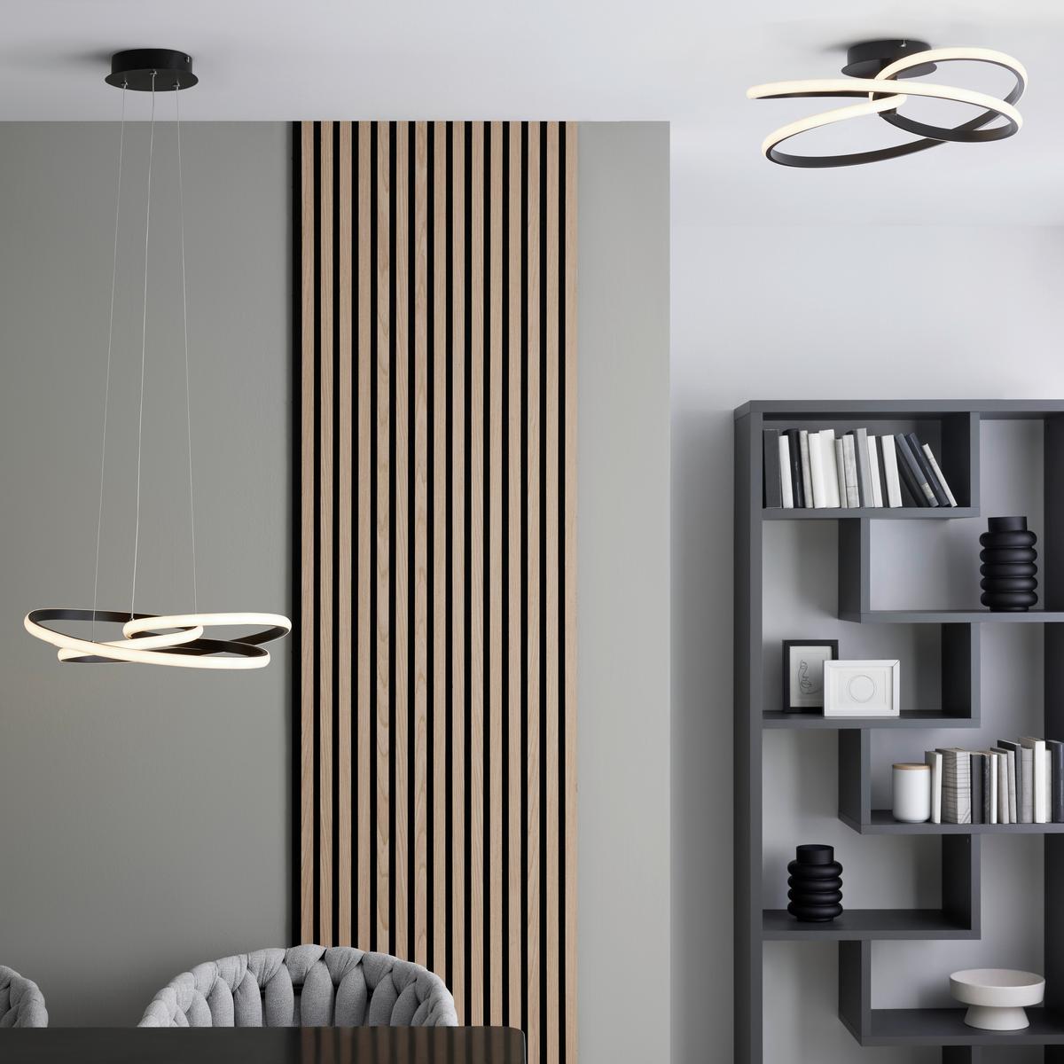 Lustră cu LED Mofer - negru, Modern, plastic/metal (50/120cm) - Premium Living