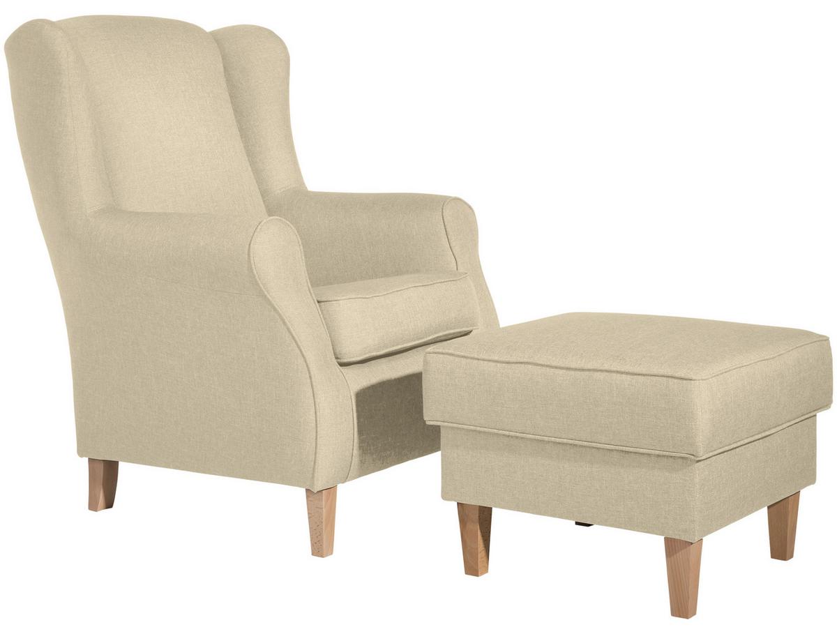 Hocker Lorris Beige Flachgewebe - Beige/Buchefarben, MODERN, Textil (53/53/45cm) - Max Winzer