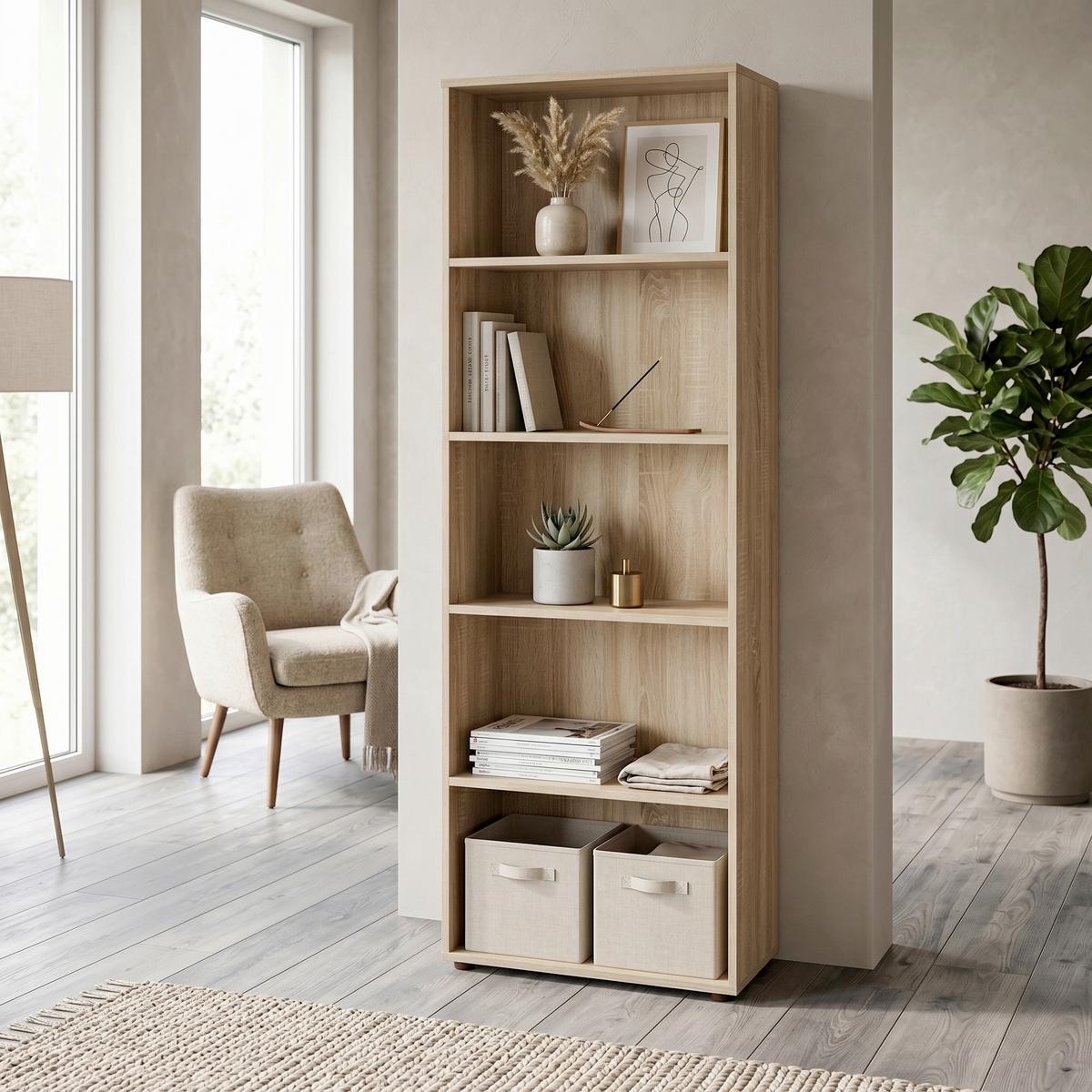 Kommode "Elvezia" , eiche - Sonoma Eiche, Basics, Holzwerkstoff/Kunststoff (60/180/30cm) - MID.YOU