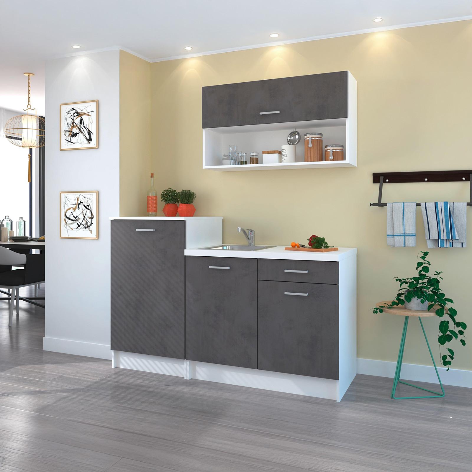 Kuhinjski Blok Brez Aparatov Smart, Siva, Bela, 160cm - siva/bela, Design, umetna masa/leseni material (160cm) - P & B