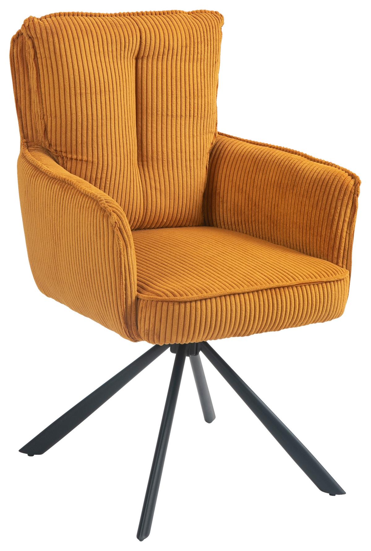 KRZESŁO Z PODŁOKIETNIKAMI ASHER - czarny/curry, Design, metal/tkanina (62/95/67cm) - Novel