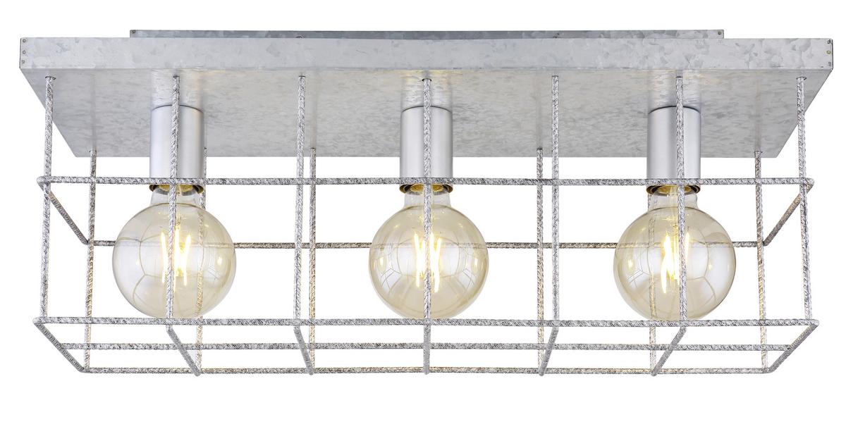 Deckenleuchte 15530Z-3D in Zinkfarben - Zinkfarben, Design, Metall (60/20/25,8cm) - Globo