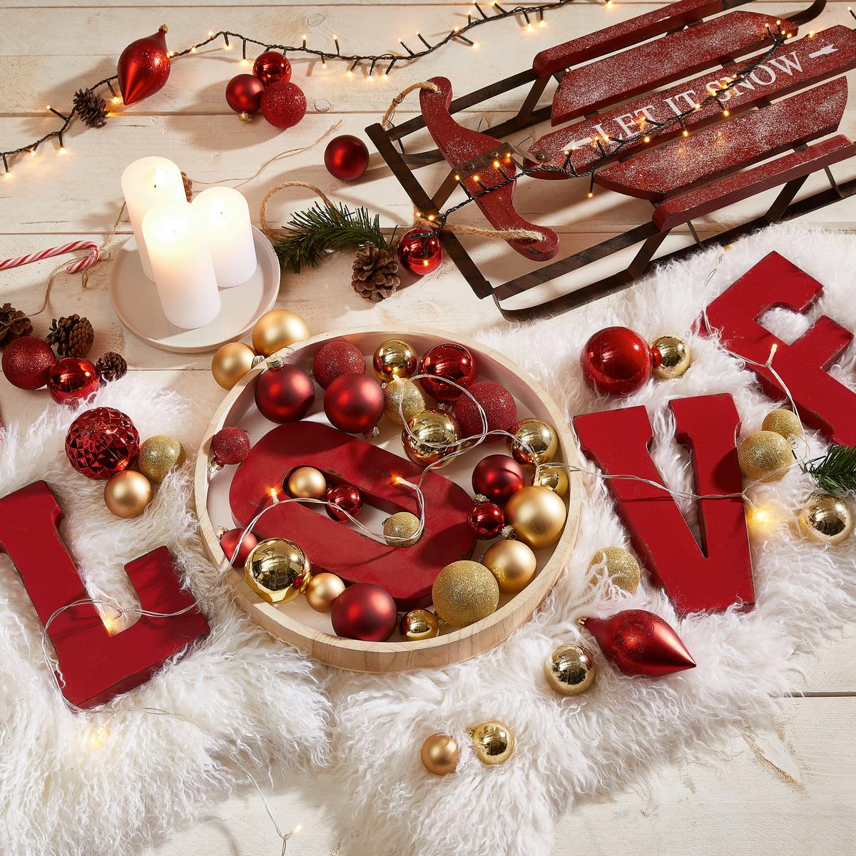 ZESTAW BOMBEK CHOINKOWYCH 023306 - czerwony, Basics, tworzywo sztuczne (8,00cm)